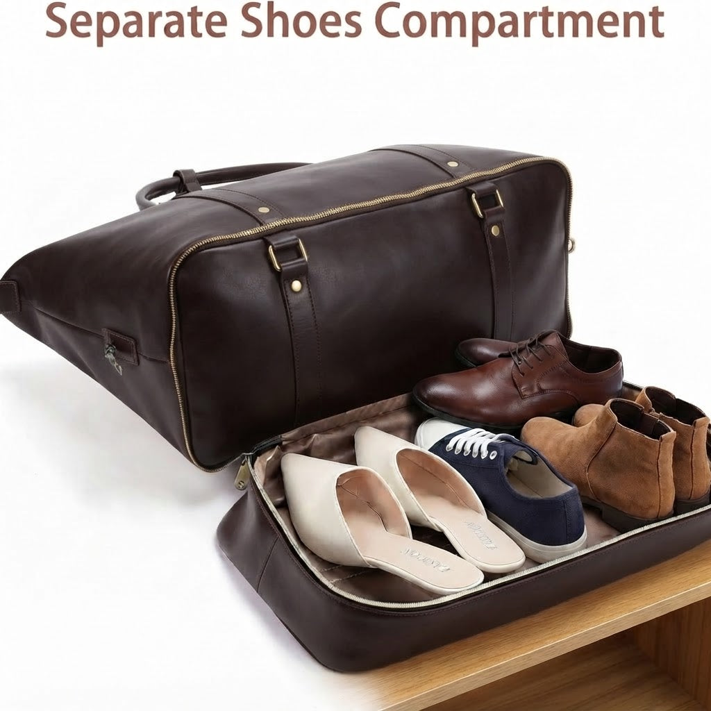 Dark Brown Leather Weekender Bag for Women | Travel Duffle
