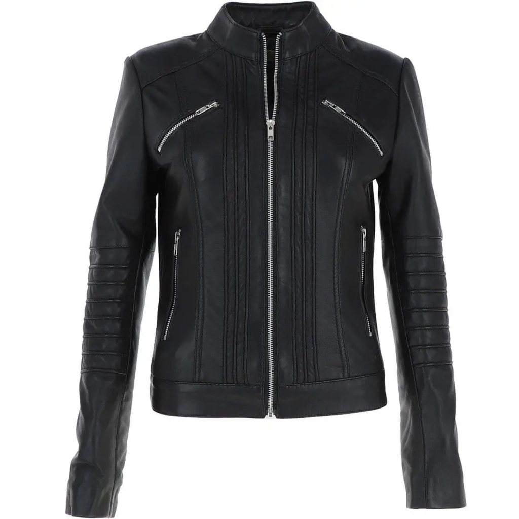 Black Leather Biker Jacket for Women - Motorcycle Style Outerwear-Classic Women's Black Biker Jacket - Genuine Leather Rider's Coat The Leather Syndicate