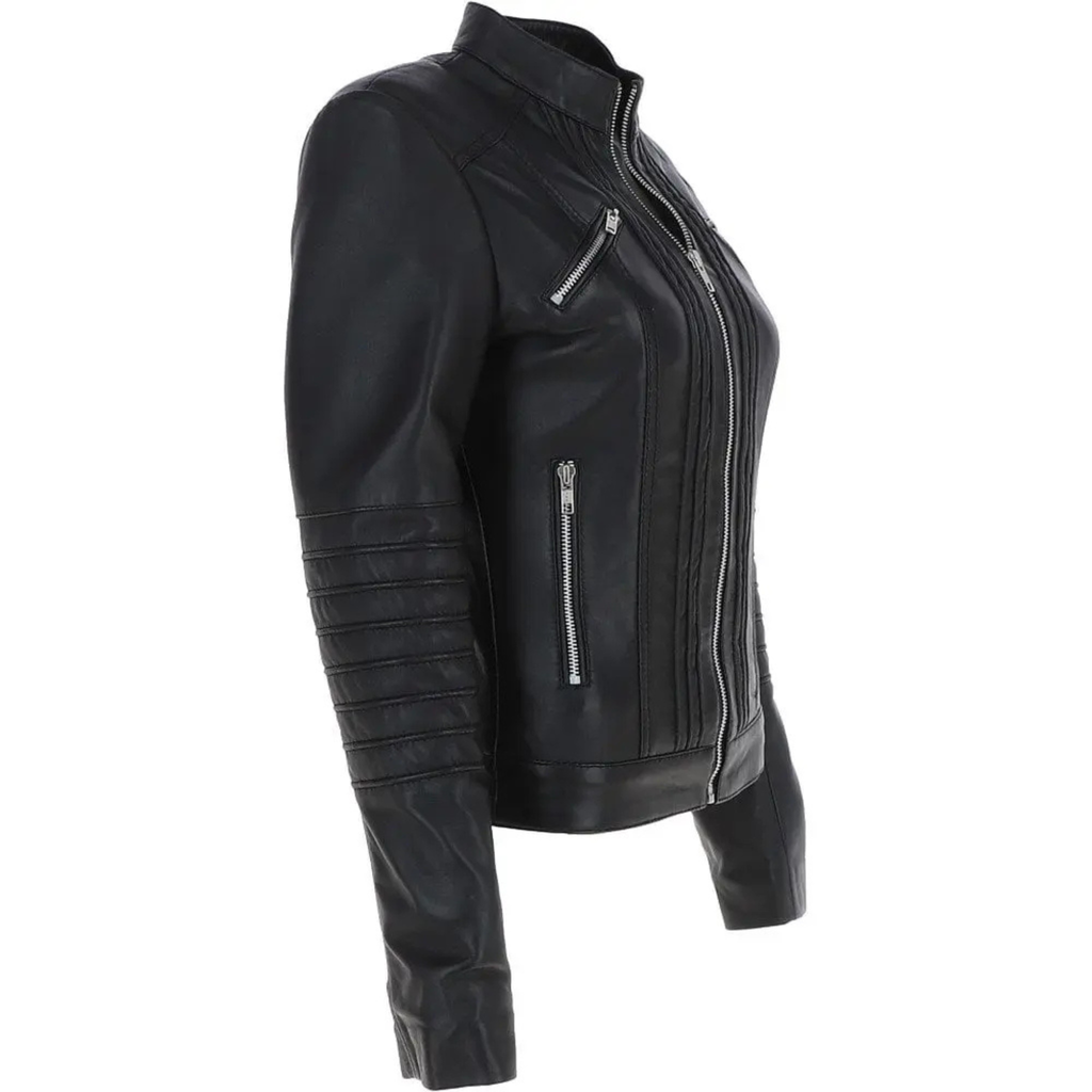 Black Leather Biker Jacket for Women - Motorcycle Style Outerwear-Classic Women's Black Biker Jacket - Genuine Leather Rider's Coat The Leather Syndicate