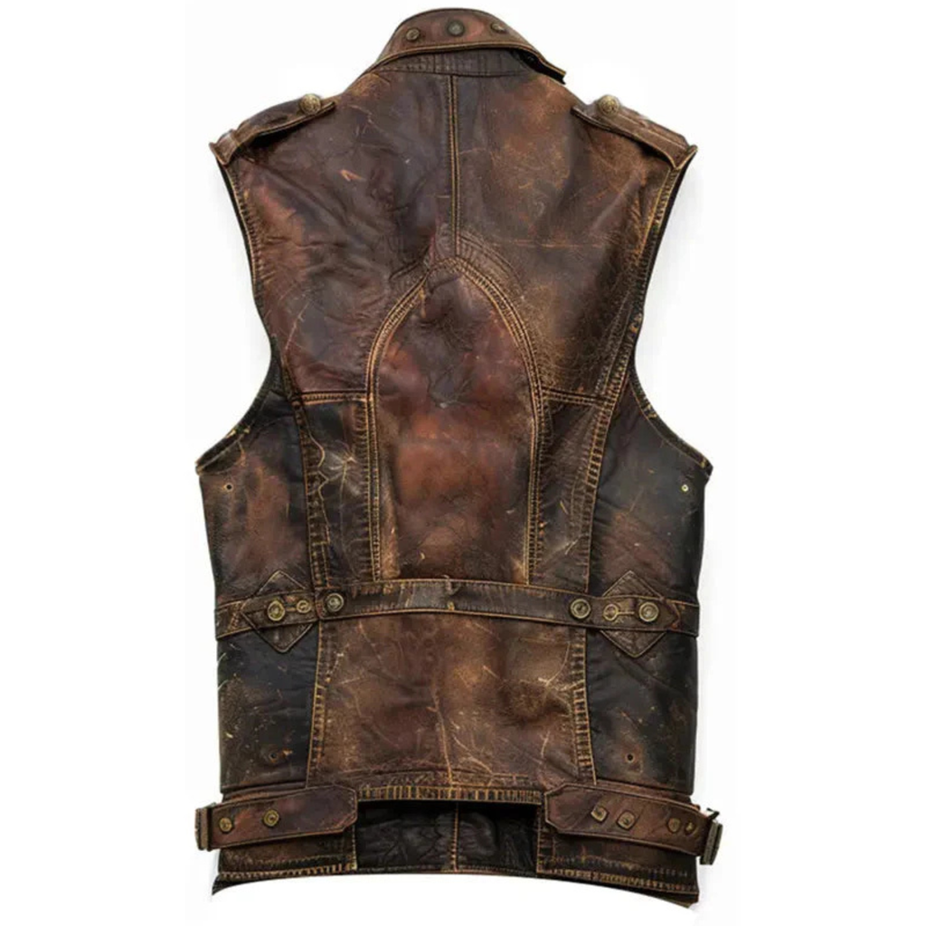 Men's Amell Vintage Distressed Brown Leather Vest The Leather Syndicate