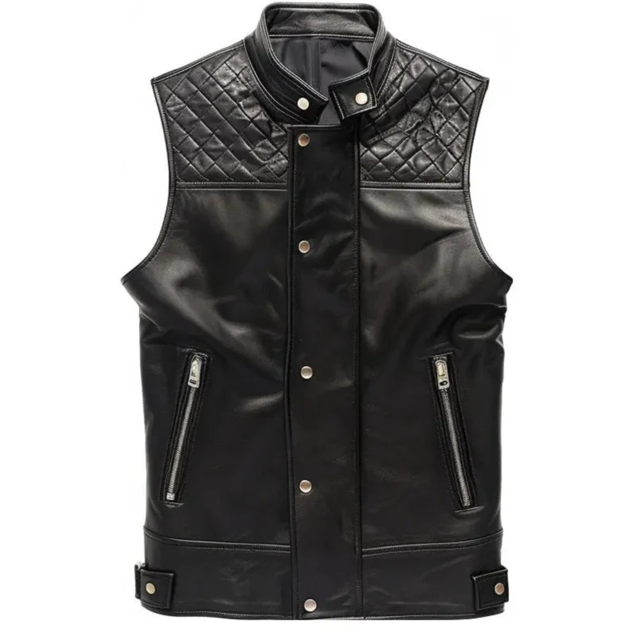 Men's Black Quilted Leather Vest | Biker Style & Comfort The Leather Syndicate