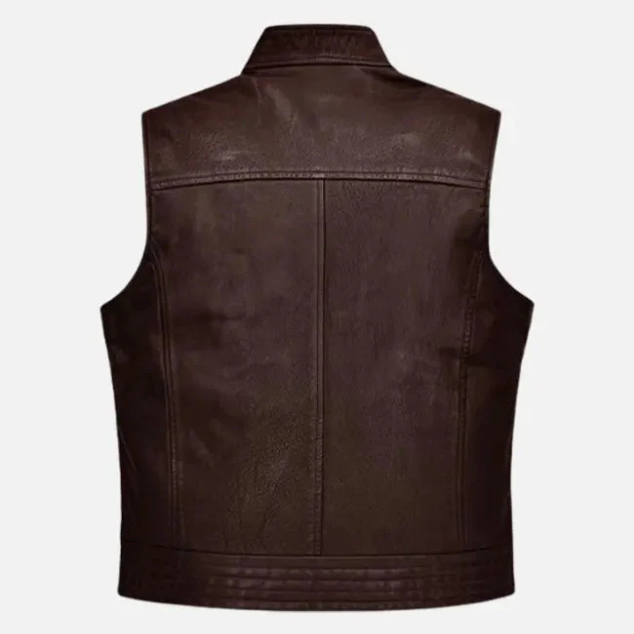 Men's Brown Leather Biker Vest - Road Shaper Style The Leather Syndicate