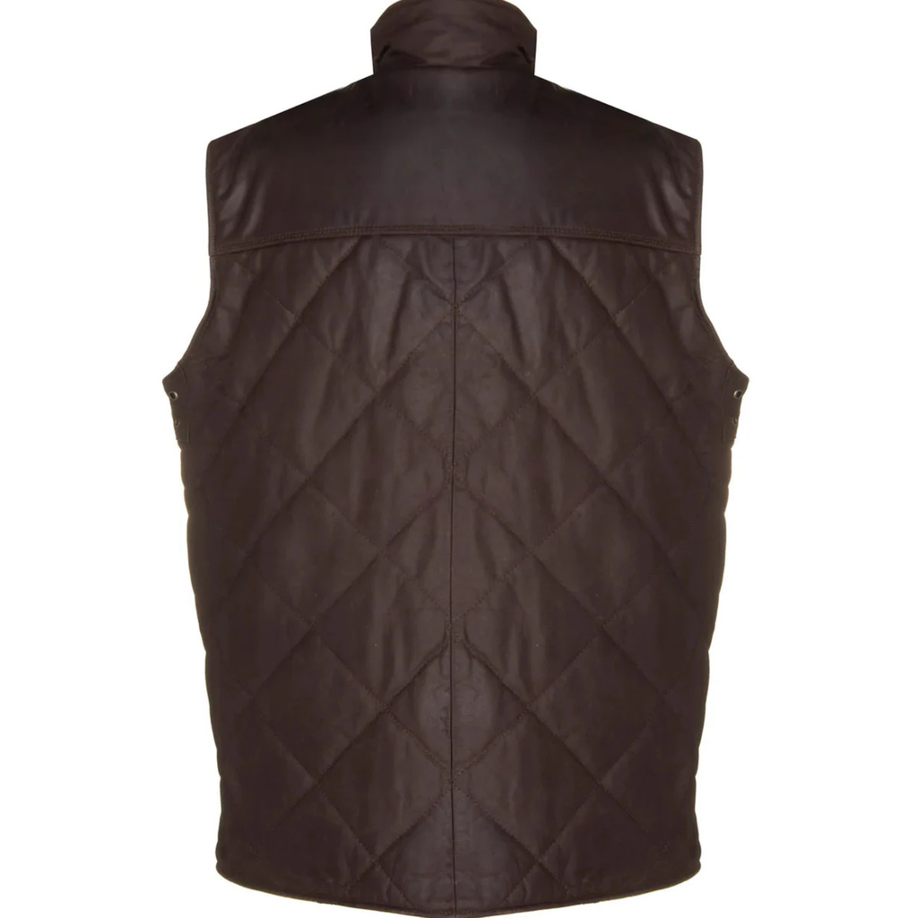 Mens Quilted Brown Leather Vest - Distressed Finish & Premium Fit The Leather Syndicate