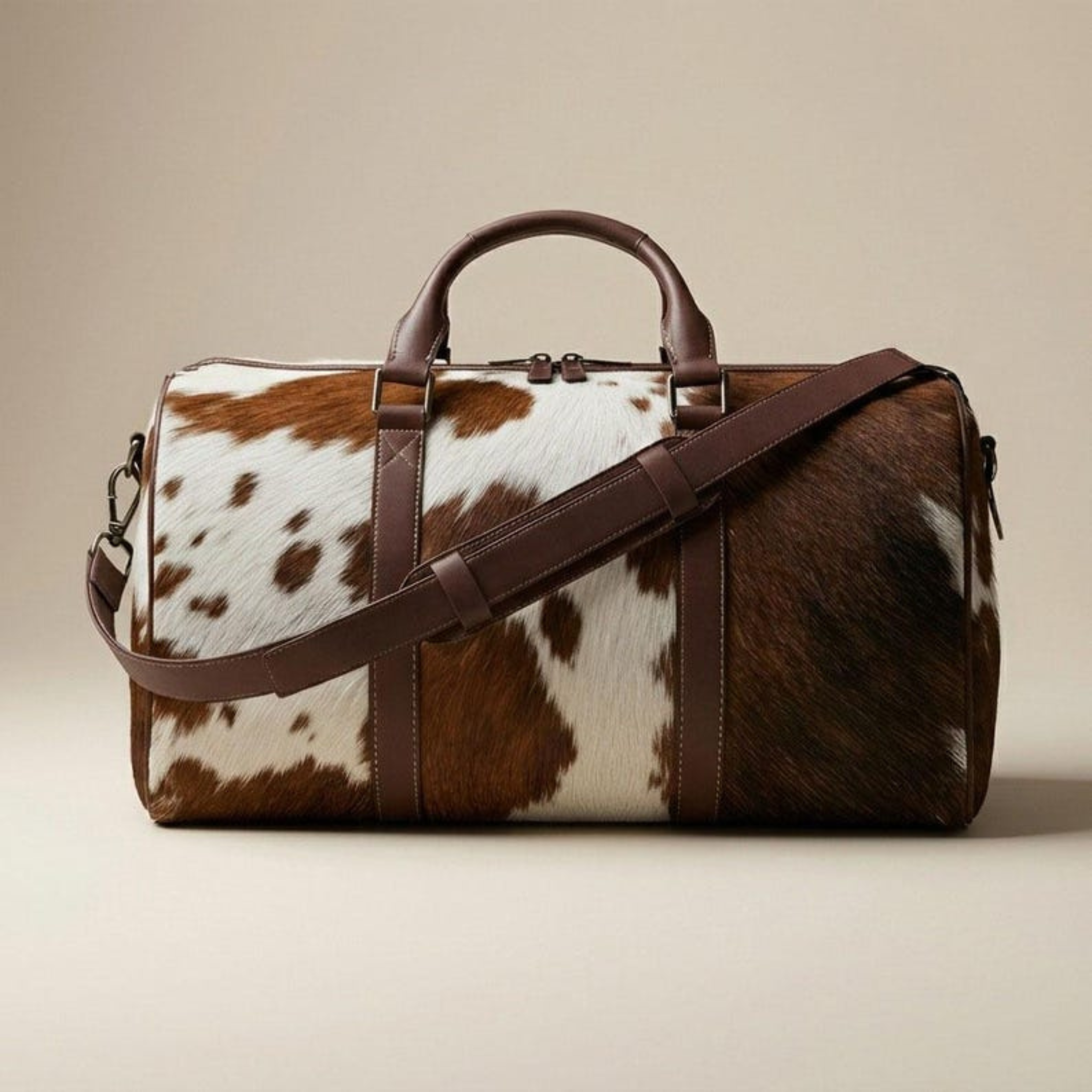 Luxury Hair-On Cowhide Leather Duffel Bag – Travel Weekender