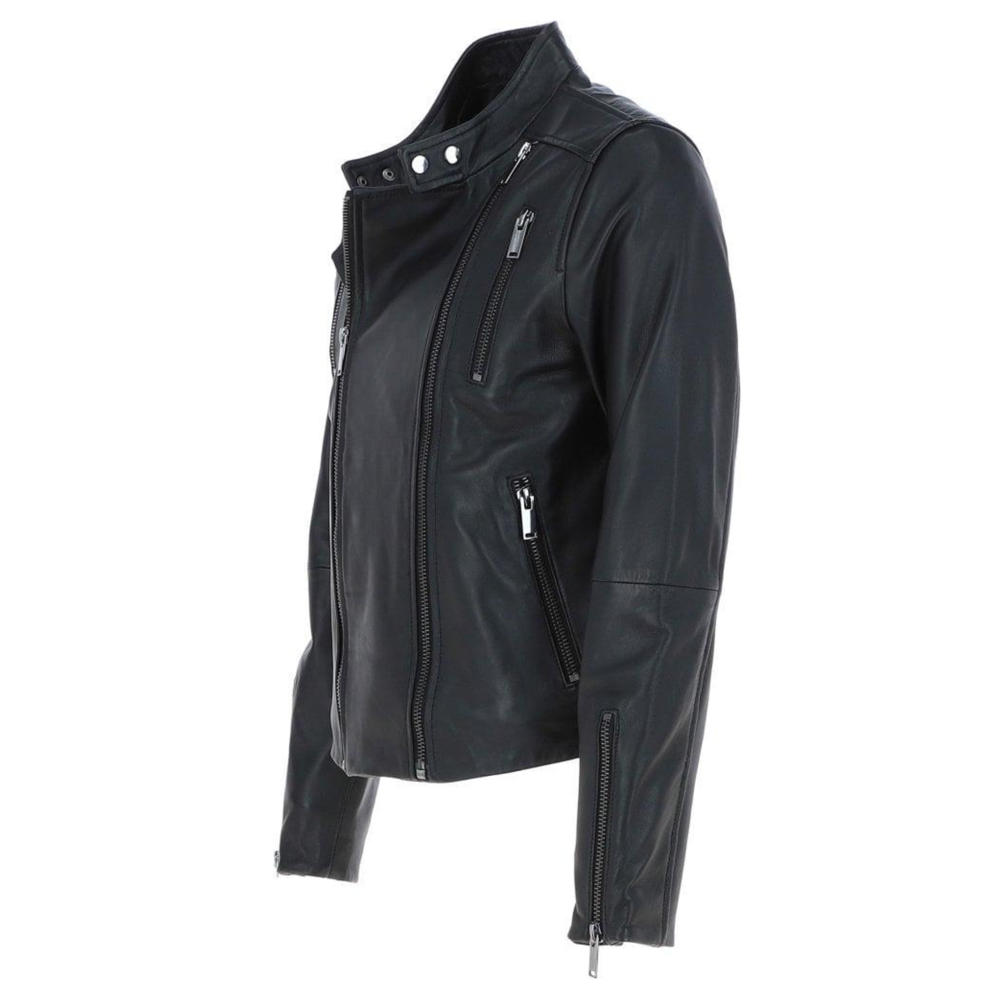 Ashwood Black Leather Side-Zip Biker Jacket – Premium Slim Fit Motorcycle Jacket for Men & Women The Leather Syndicate
