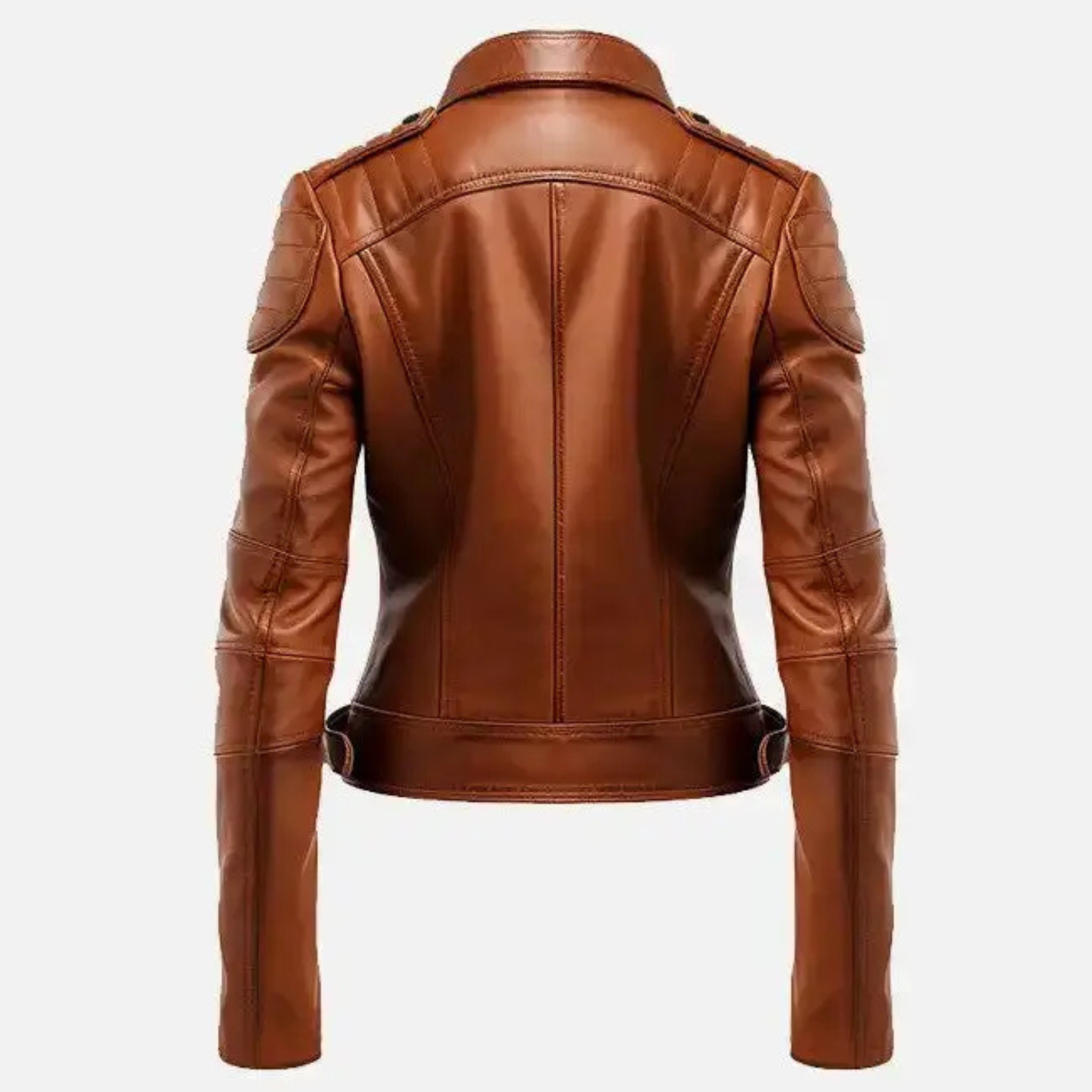 Women's Brown Sheepskin Leather Biker Jacket The Leather Syndicate