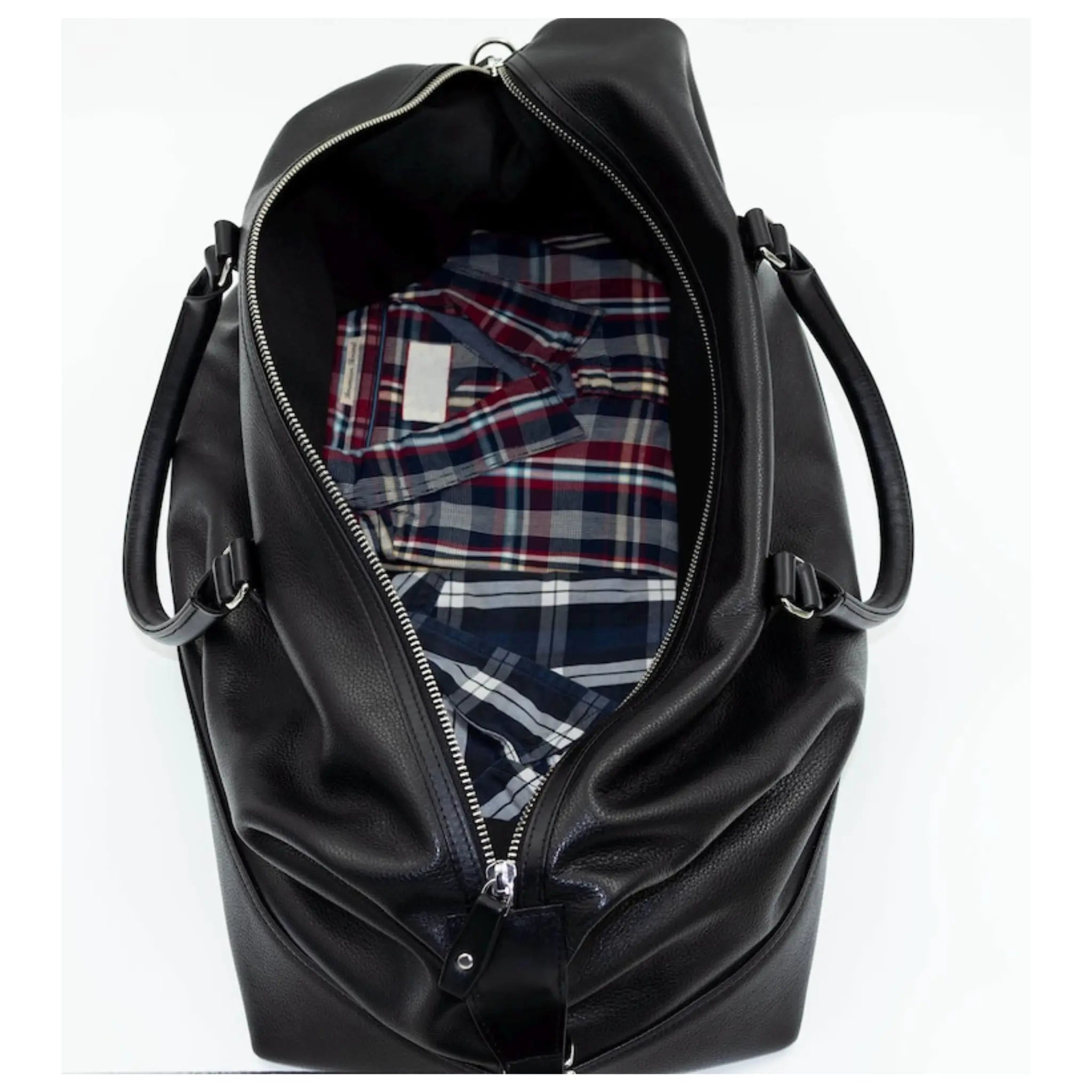 Cowhide Leather Duffle Bag in Black | Travel Weekend Bag The Leather Syndicate