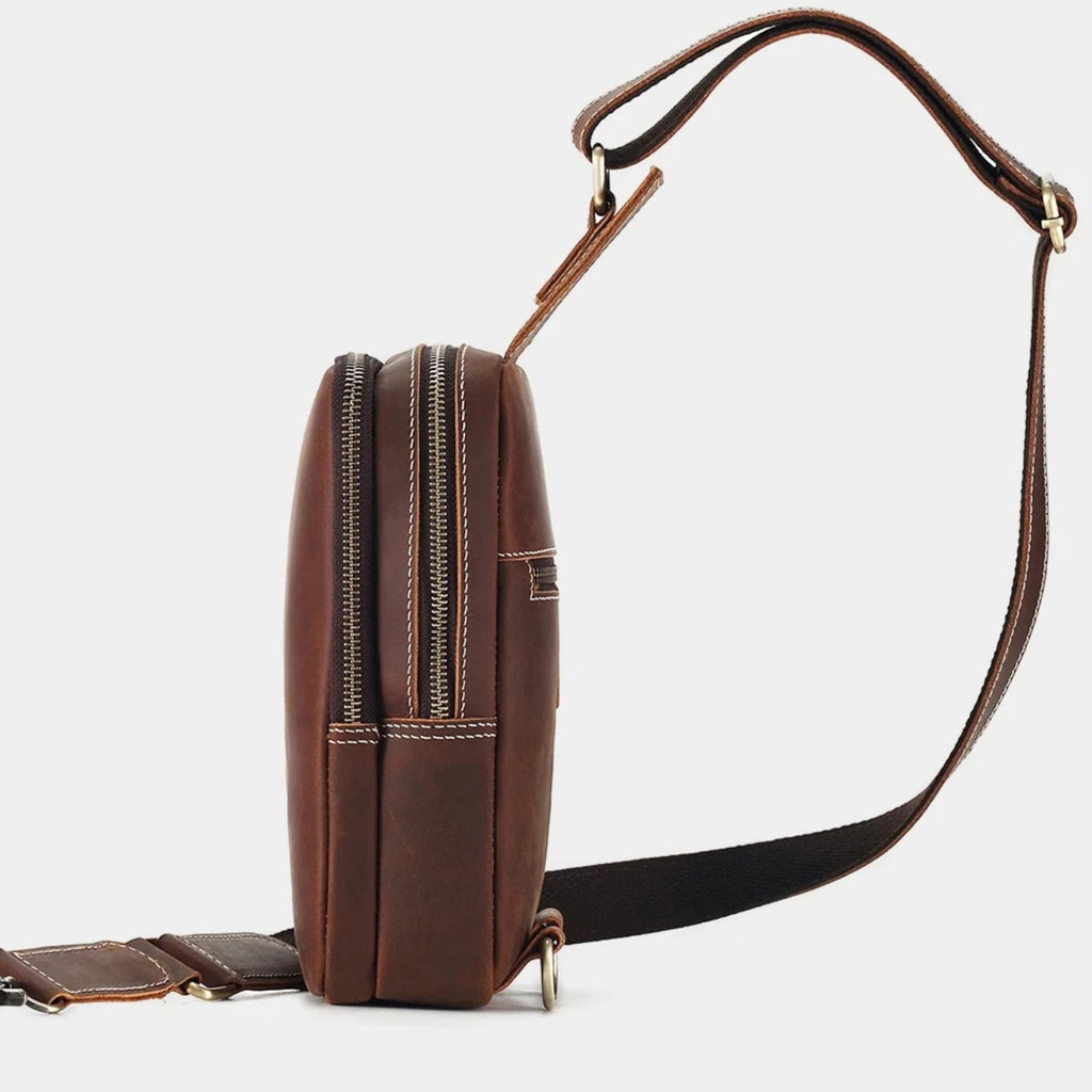 Premium Cowhide Leather Crossbody Sling Bag for Everyday Carry
