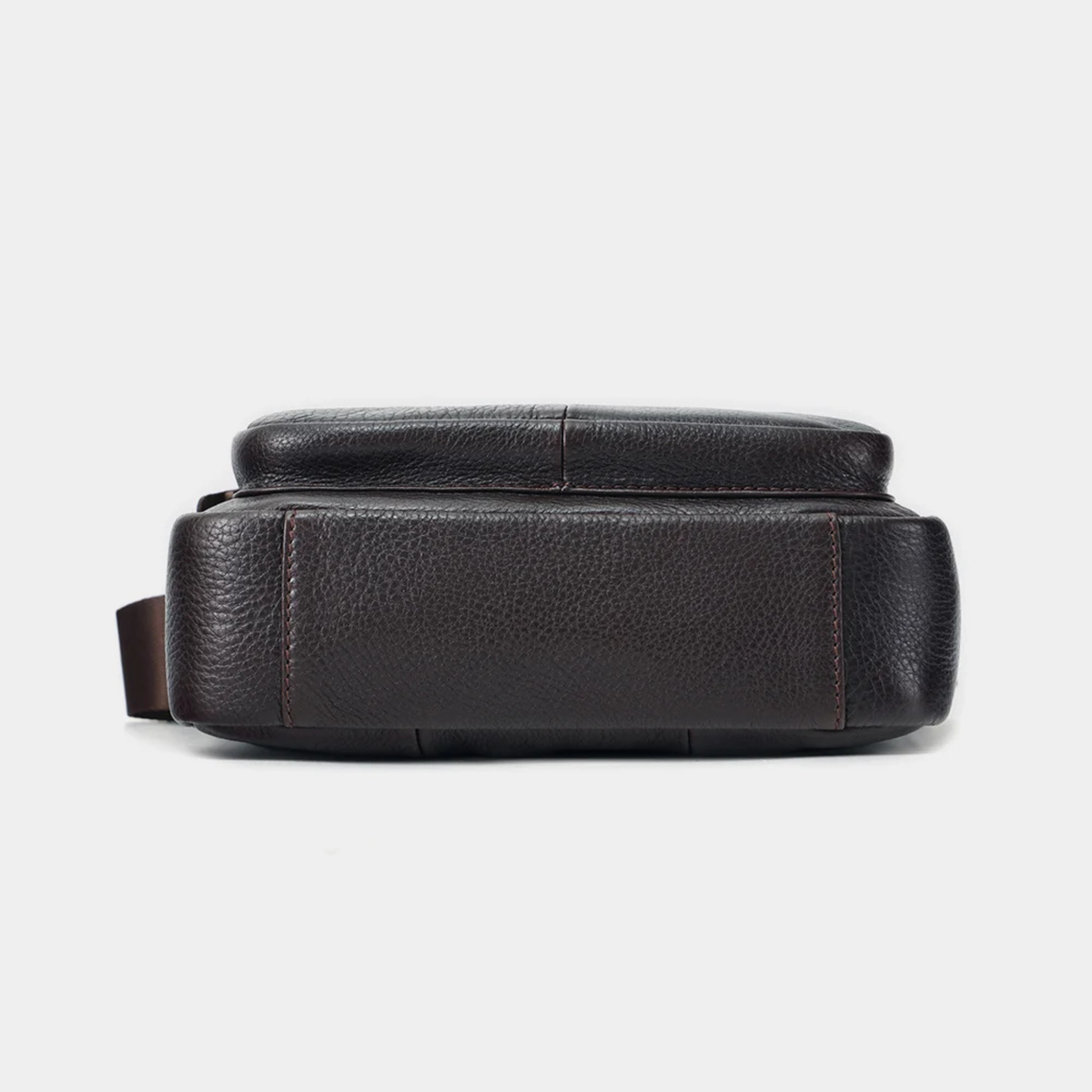Dark brown leather shoulder bag side profile