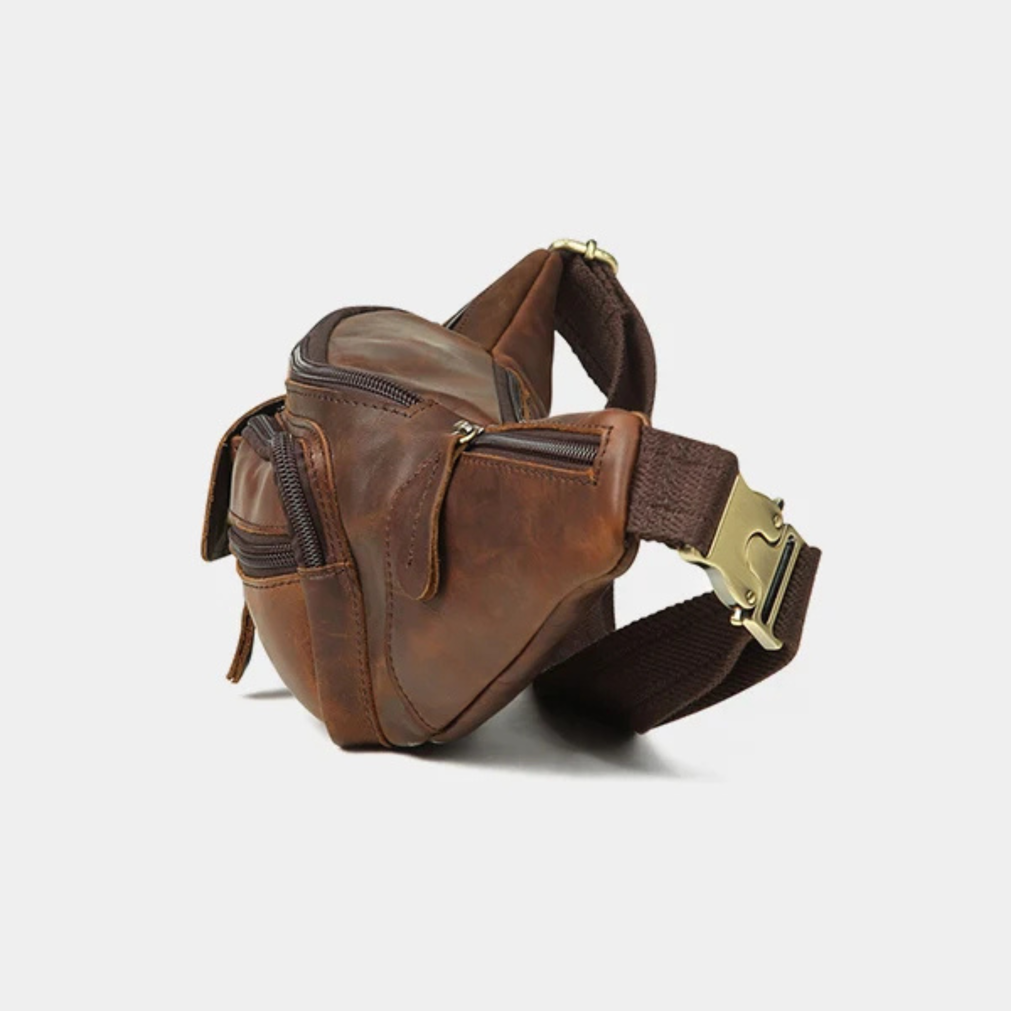 Men’s Brown Leather Fanny Pack – Genuine  Cowhide Leather Waist Bag