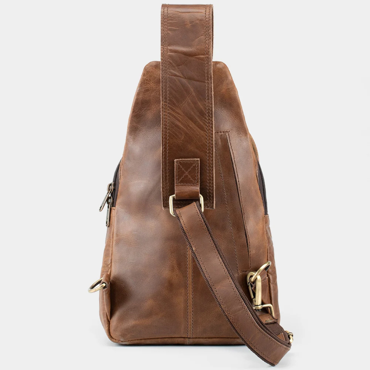 Full grain buffalo leather crossbody bag for men