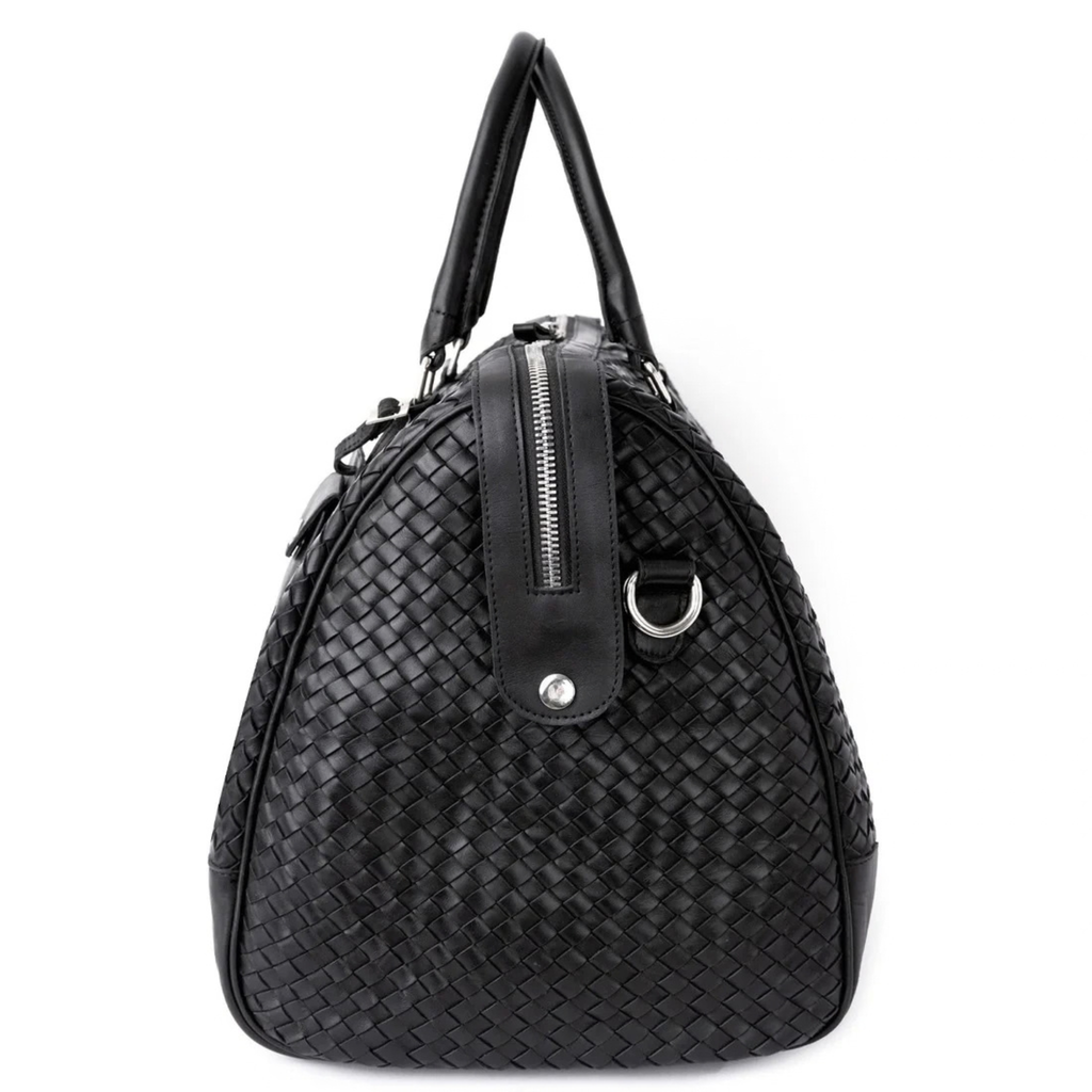 Woven Leather Duffle 50L – Handwoven Full Grain Cowhide  Leather Weekender