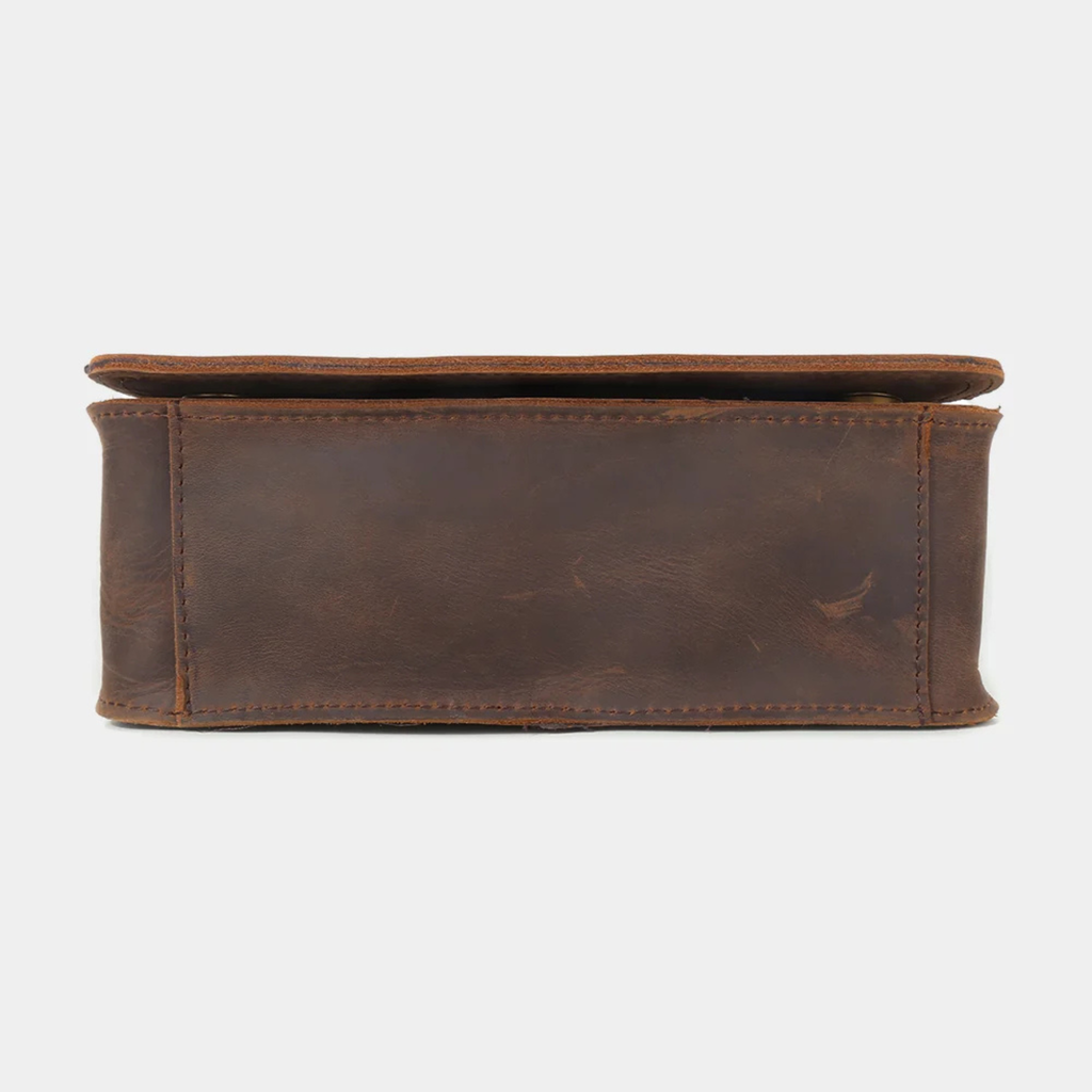  Dark Brown leather crossbody bag side profile