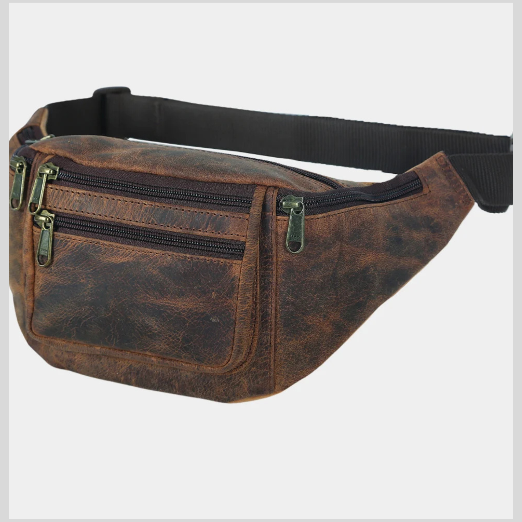 Vintage leather waist bag – side view