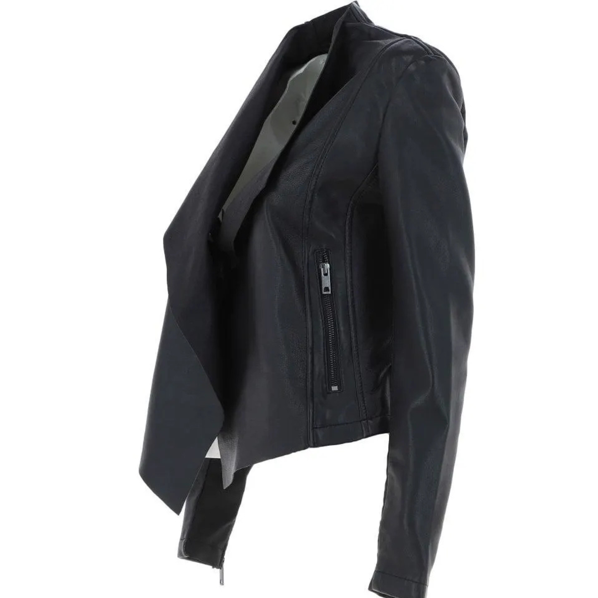 real sheepskin leather waterfall jacket side detail