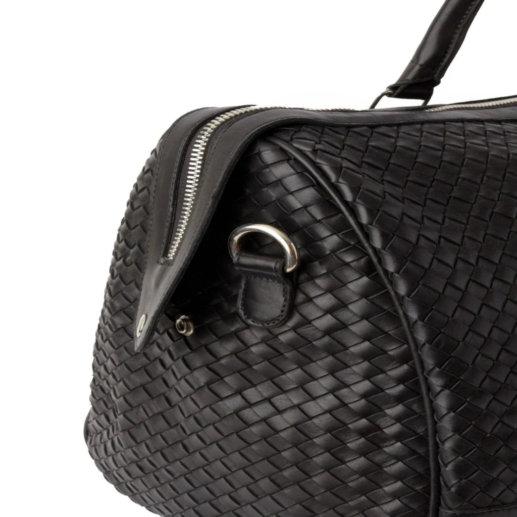 Woven Leather Duffle 50L – Handwoven Full Grain Cowhide  Leather Weekender