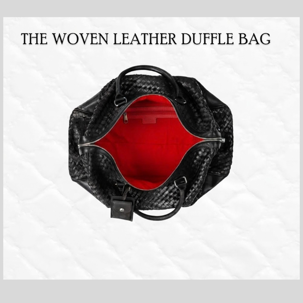 Woven Leather Duffle 50L – Handwoven Full Grain Cowhide  Leather Weekender