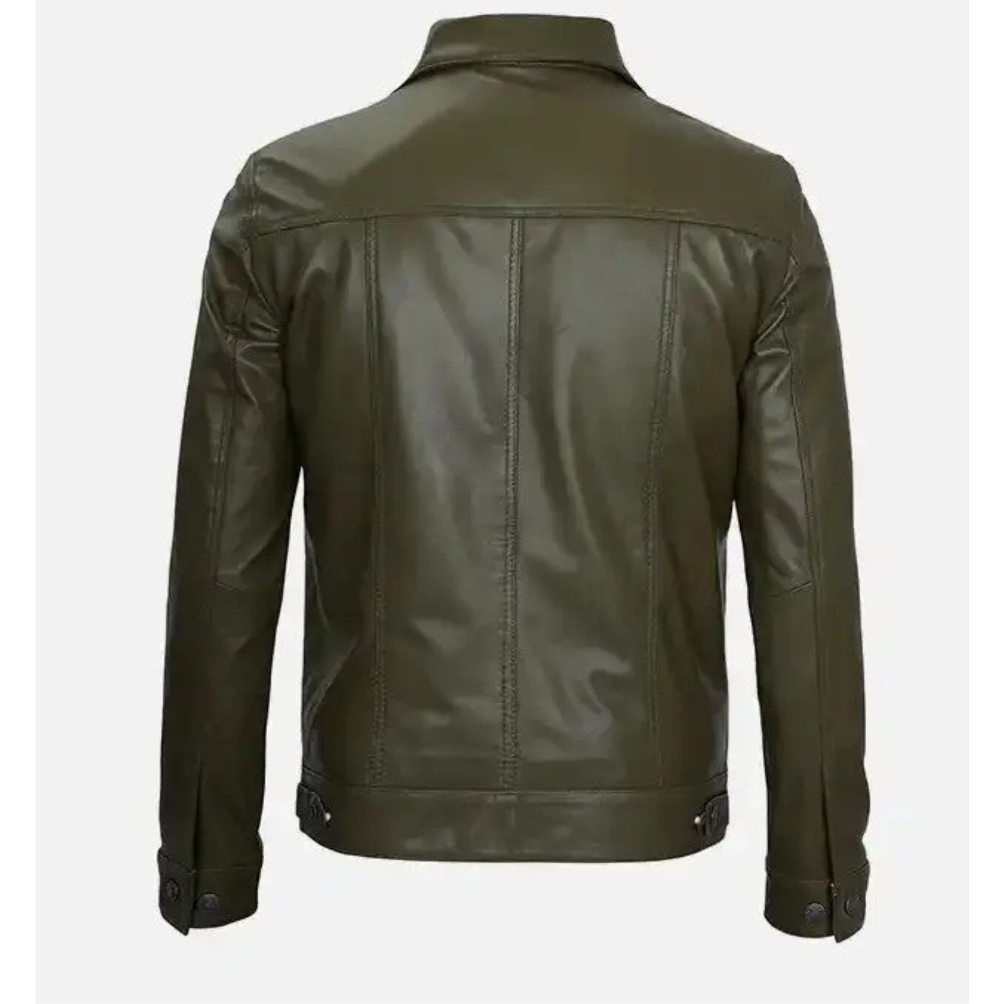 Men’s Olive Green Real Leather Trucker Jacket – Classic Vintage Style Outerwear The Leather Syndicate
