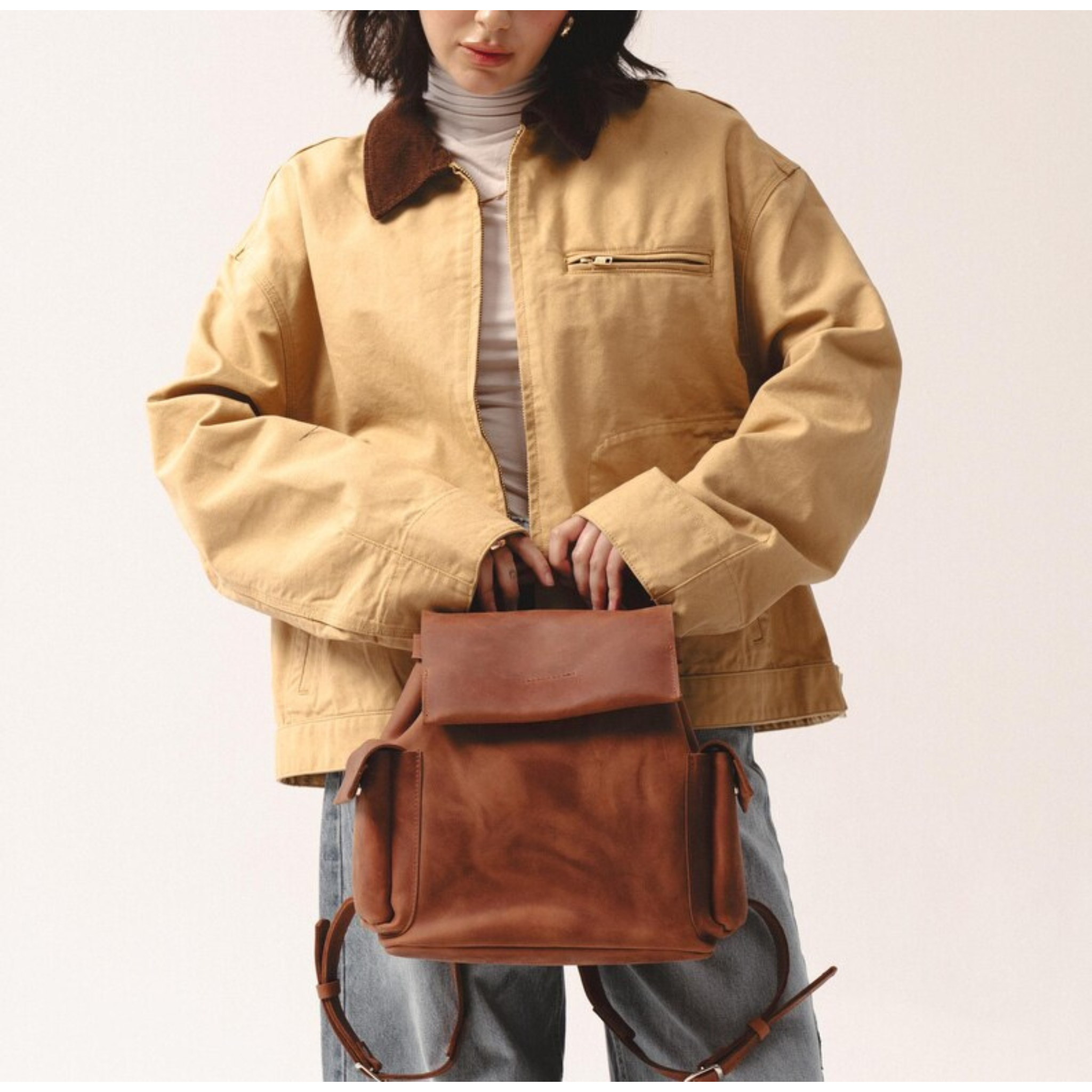 Handmade Top Grain  Sheepskin Leather Backpack – Compact Everyday Travel Bag