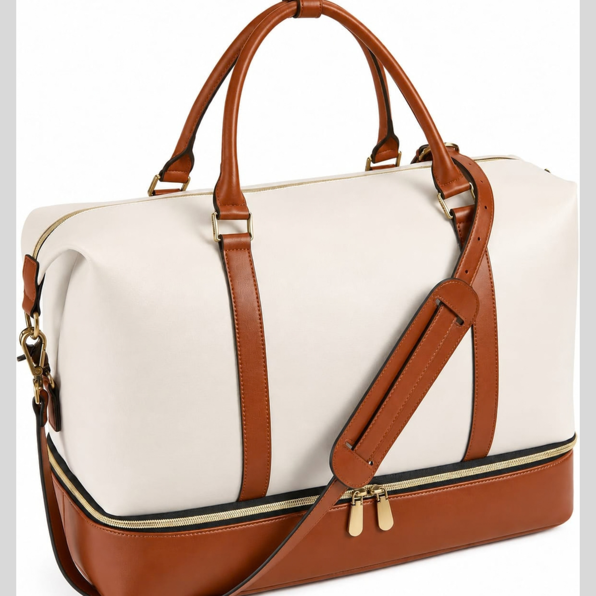 Women's Cowhide Leather Weekender Bag – Large Travel Duffle with Shoe Compartment