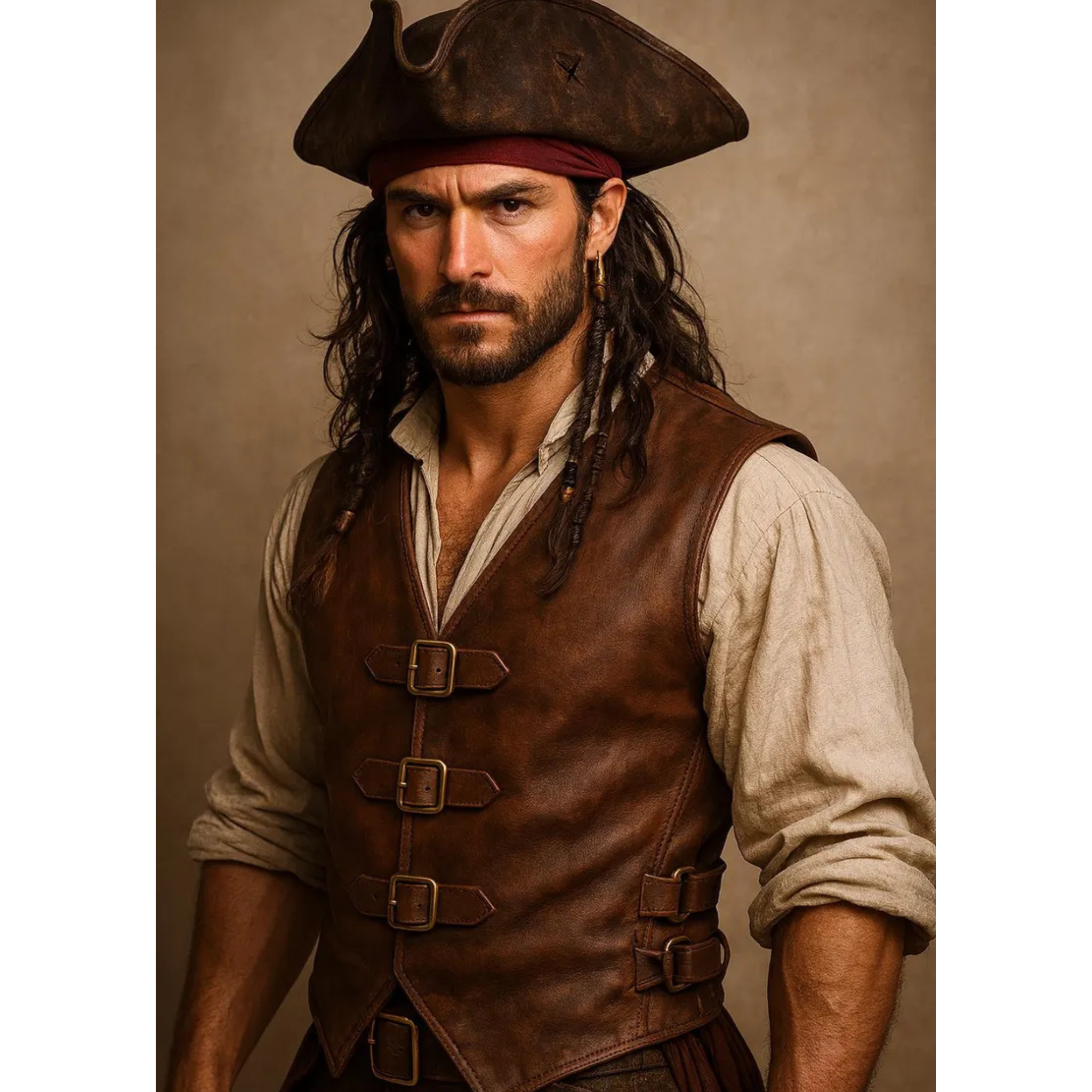 Handmade Leather Buckle Vest for Men – Pirate & Steampunk Style