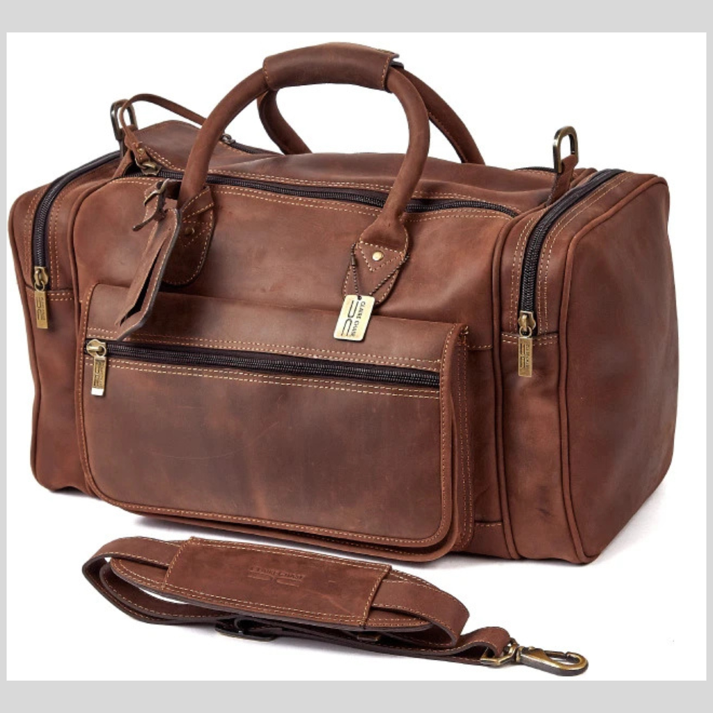 Rustic Cowhide Leather Travel Duffle Bag – Carry-On Valise