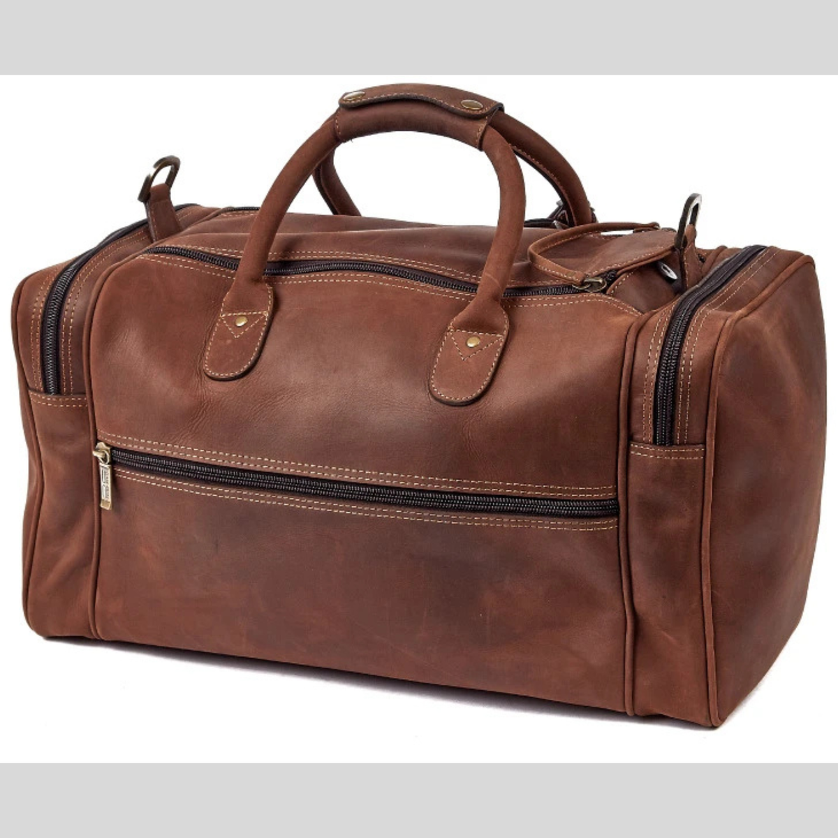 Rustic Cowhide Leather Travel Duffle Bag – Carry-On Valise