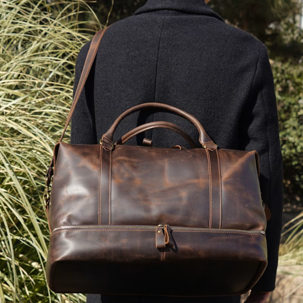 Executive Cowhide Leather Weekender – 58L Suit Travel Duffle