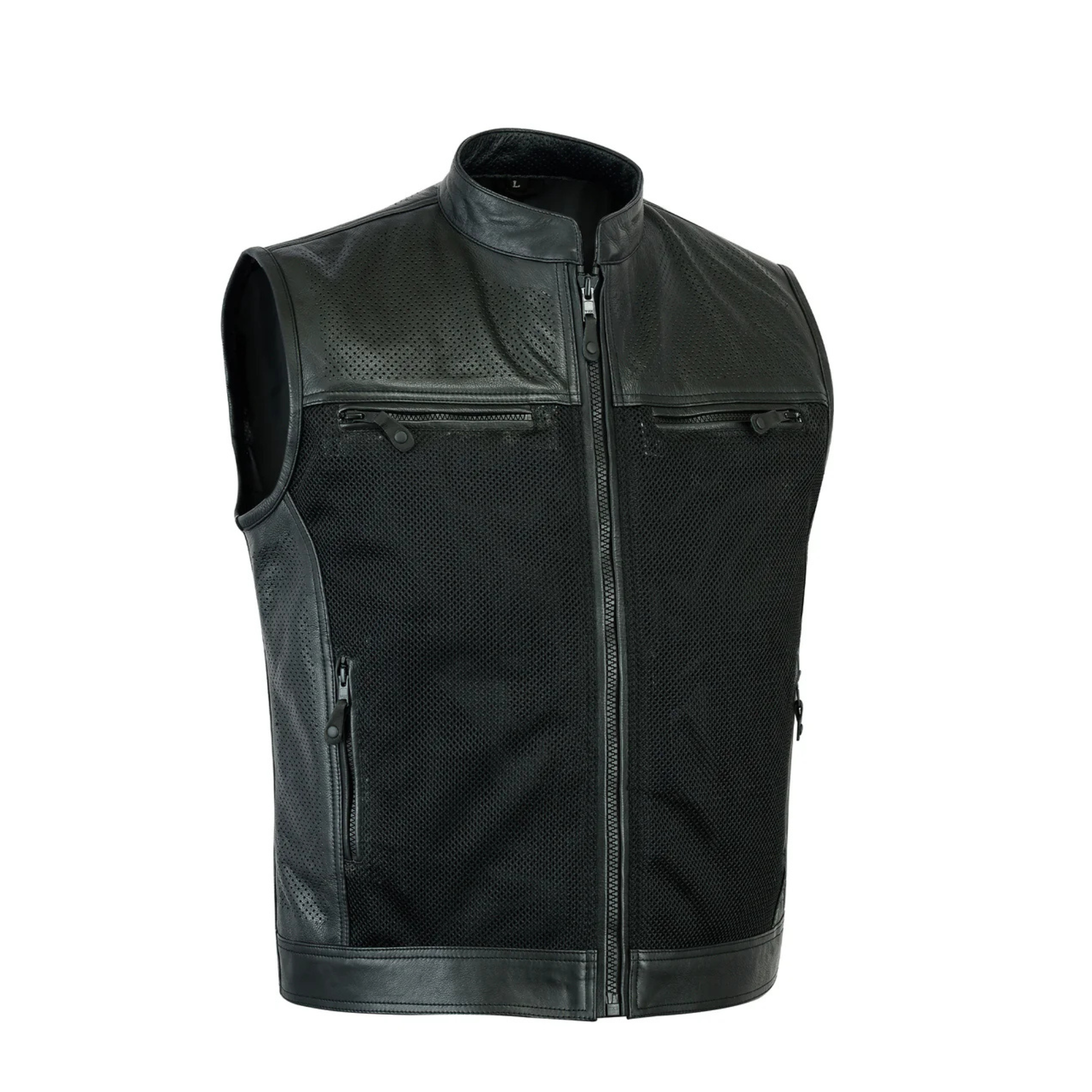Men's Perforated Biker Leather Vest – Premium Cowhide Motorcycle Riding Vest