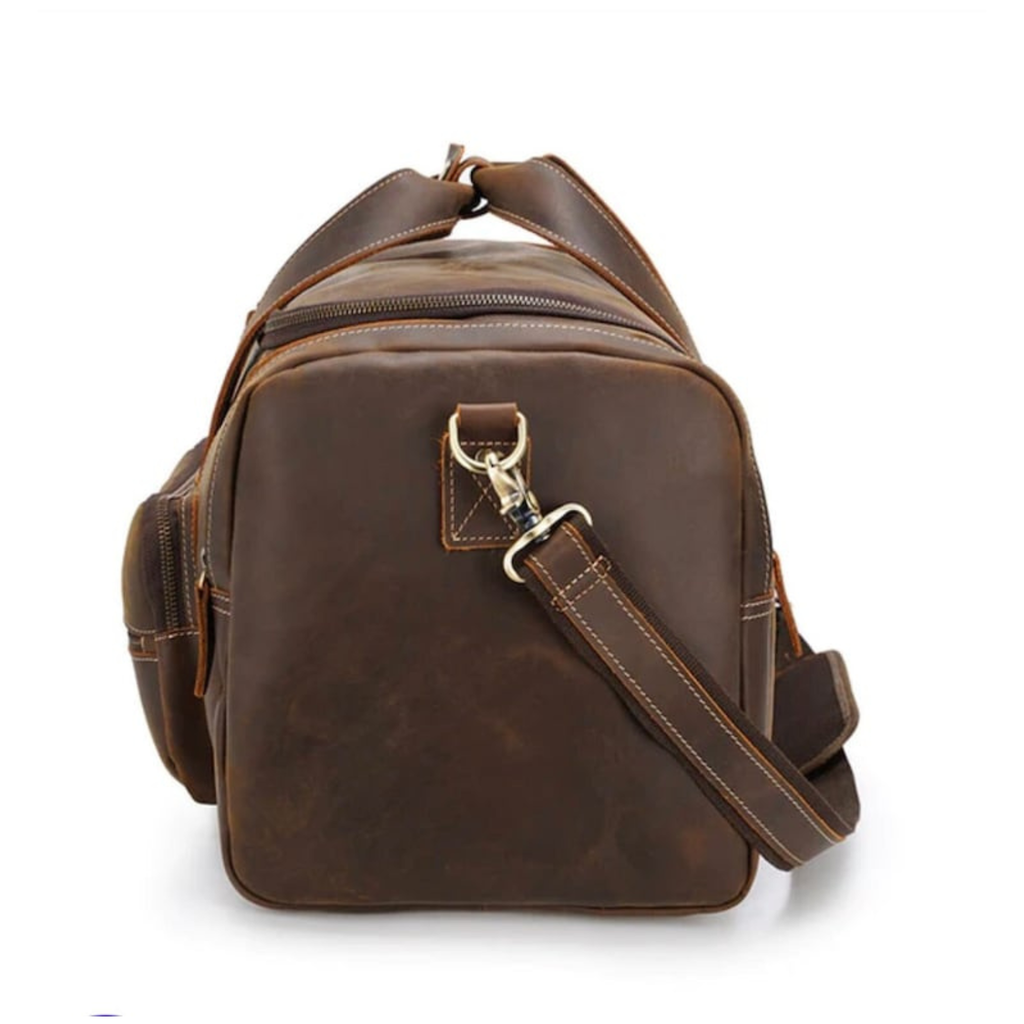 22 Inch Vintage Brown Leather Carry-On Duffel Bag