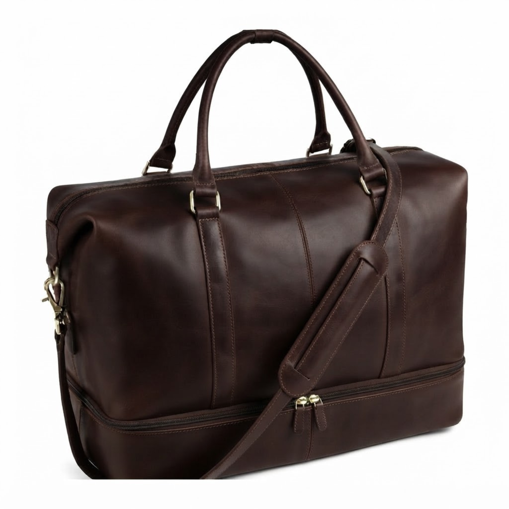 Dark Brown Leather Weekender Bag for Women | Travel Duffle