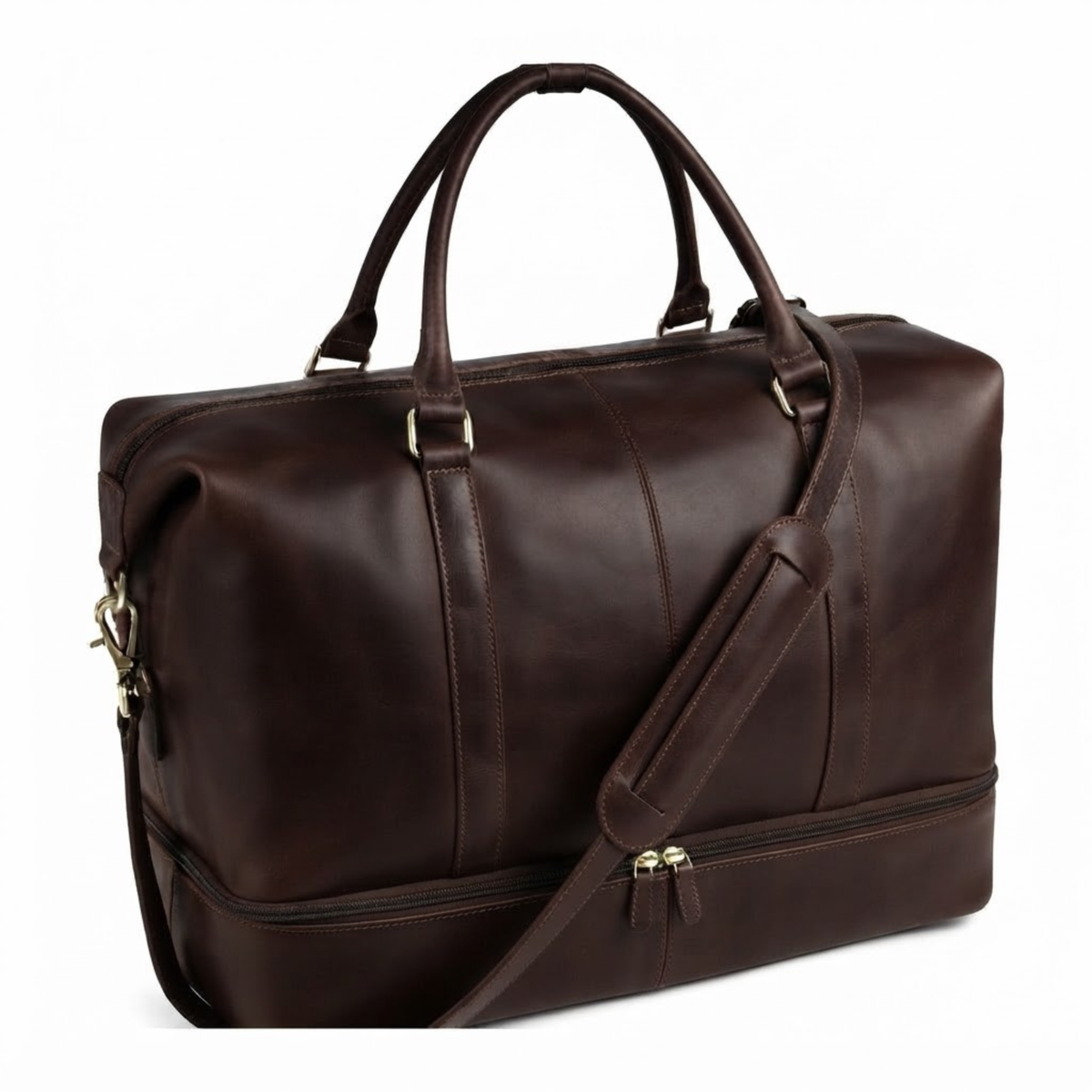 Dark Brown Leather Weekender Bag for Women | Travel Duffle