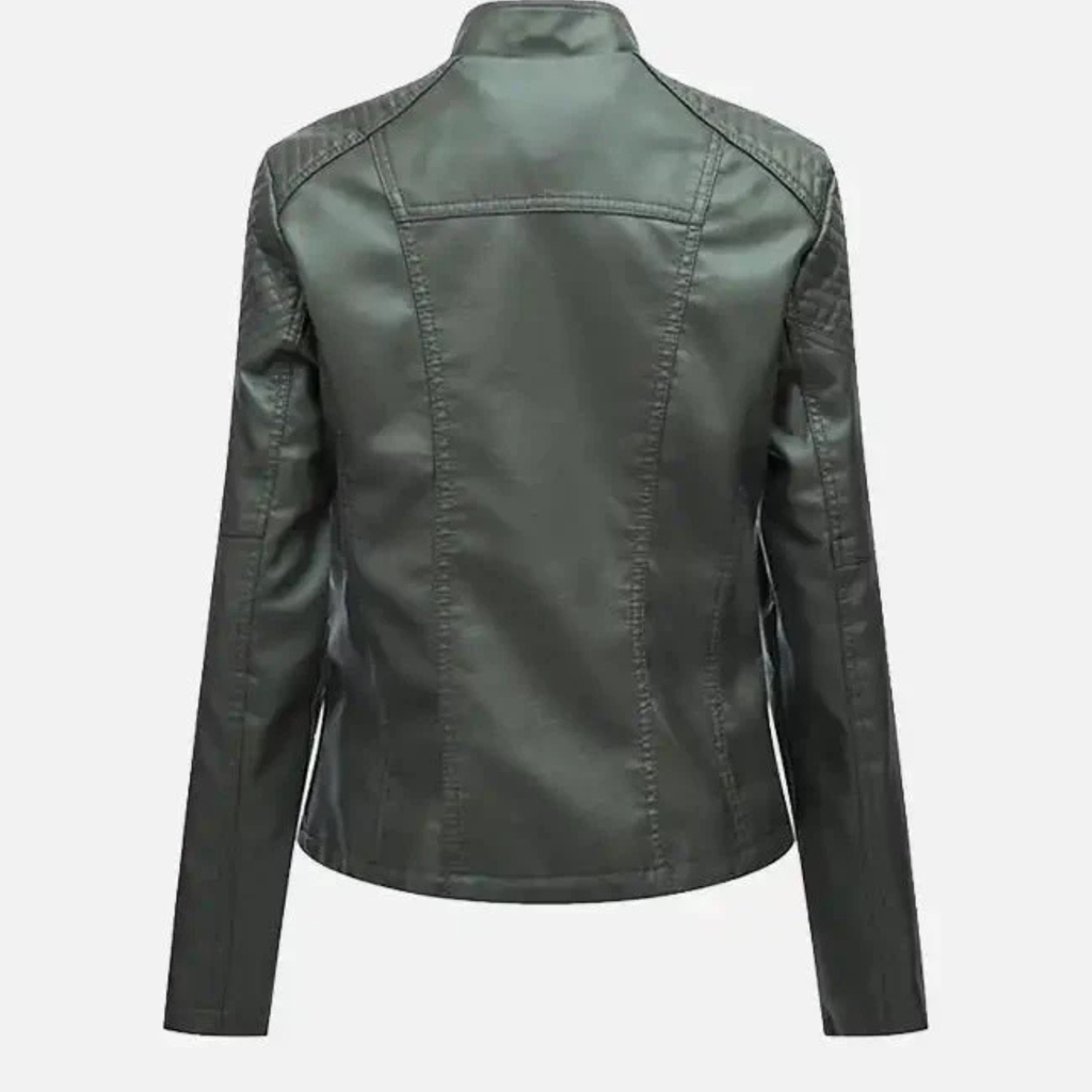 Women's Army Green Leather Moto Jacket The Leather Syndicate