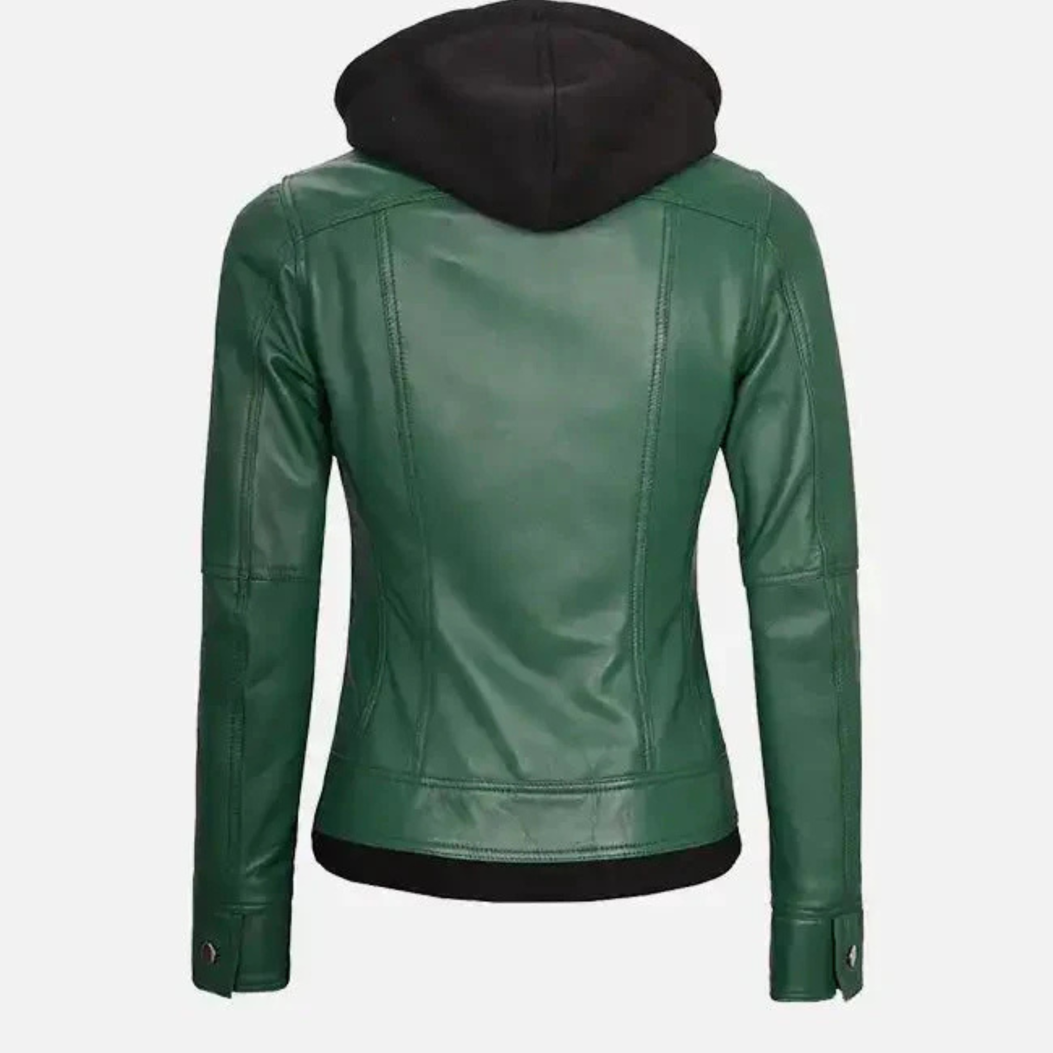 Women's Green Leather Jacket With Hood The Leather Syndicate