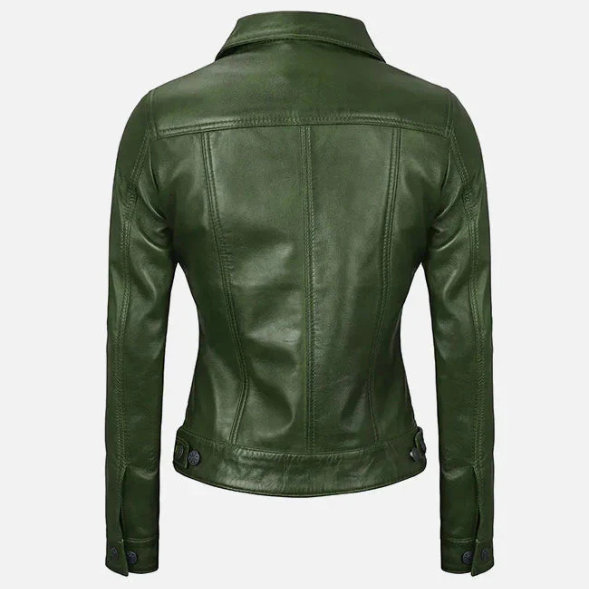 Women's Green Leather Trucker Jacket | Vintage Style Motorcycle Coat The Leather Syndicate