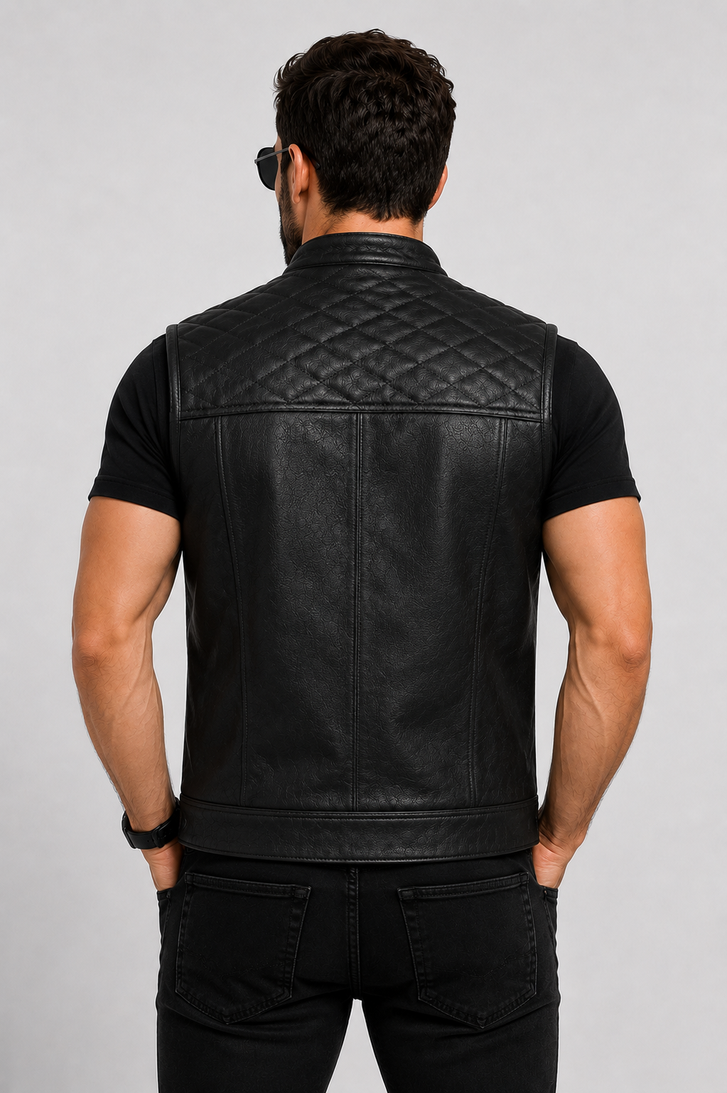 Handcrafted Black Cowhide Motorcycle Club Vest
