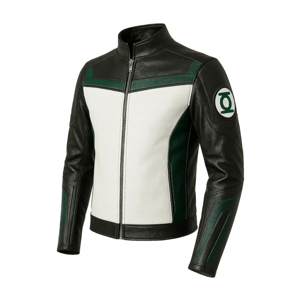 Green Lantern Guy Gardner biker leather jacket men side view biker style