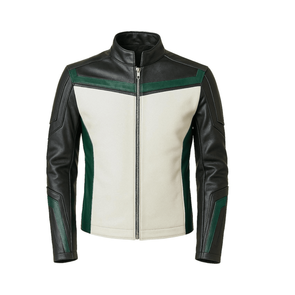 Green Lantern Guy Gardner biker leather jacket men front view real leather
