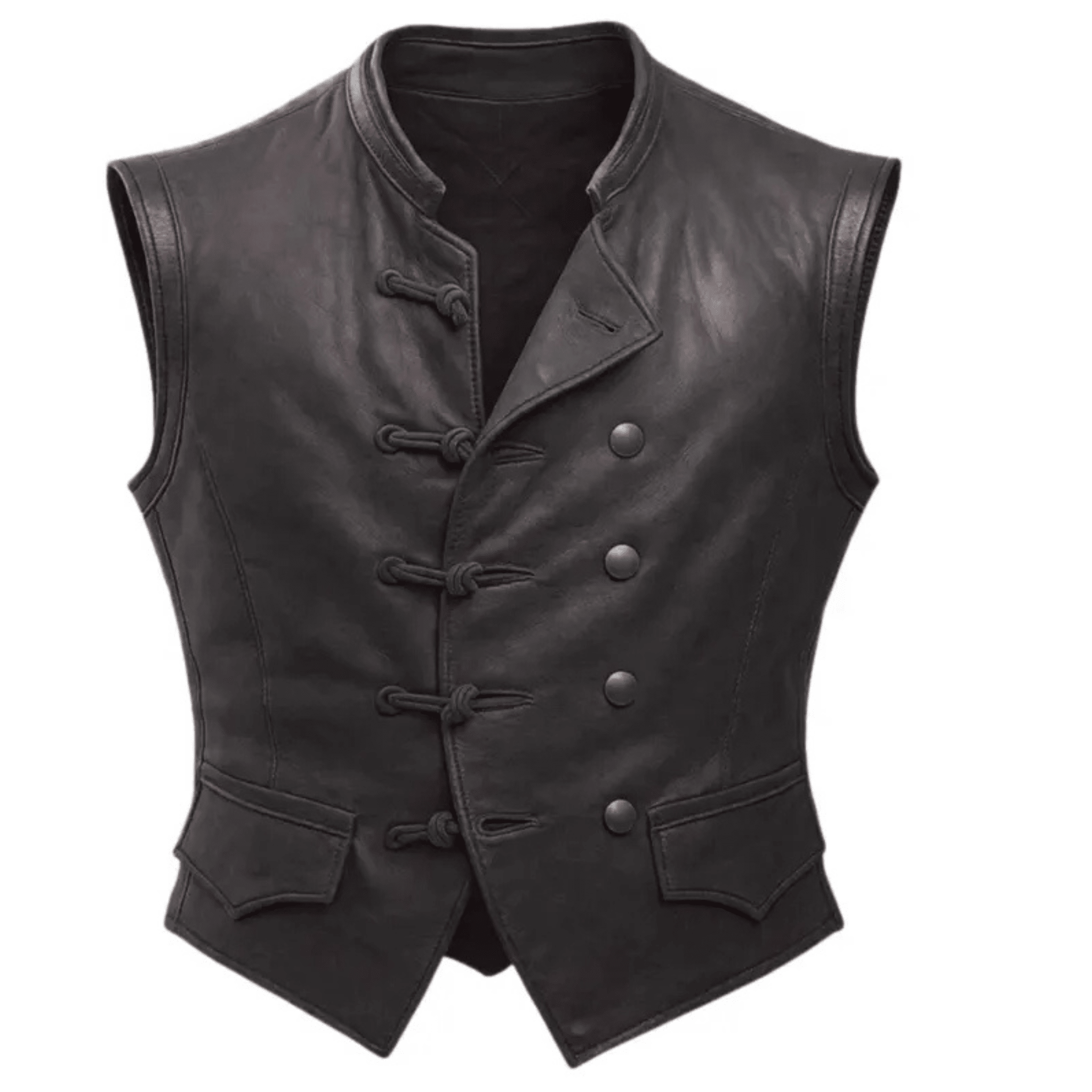 Black Steampunk Pirate Leather Vest – Renaissance Cosplay Waistcoat - The Leather Syndicate
