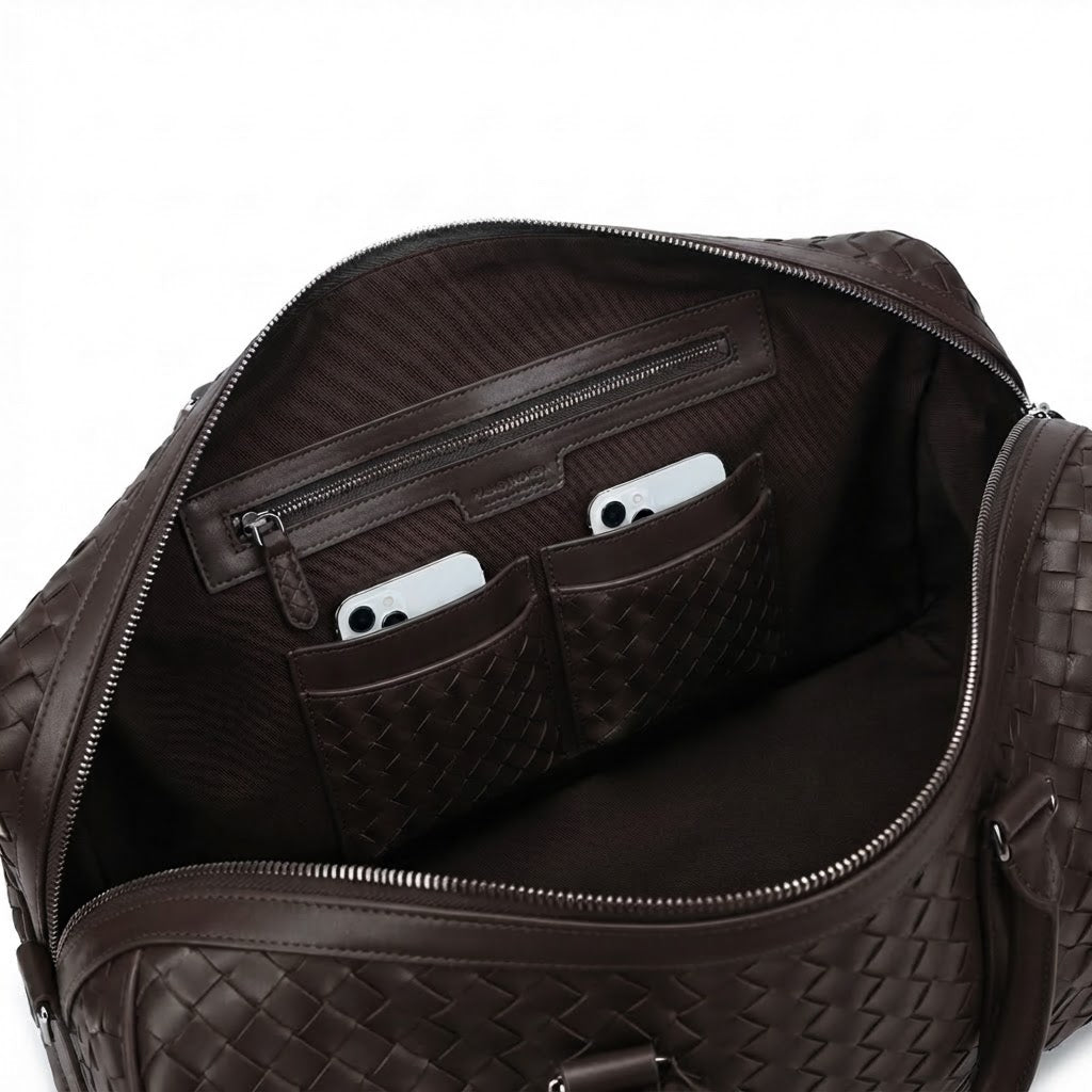 Men's & Women's  Dark Brown Cowhide Intrecciato Travel Duffle & Carry-On