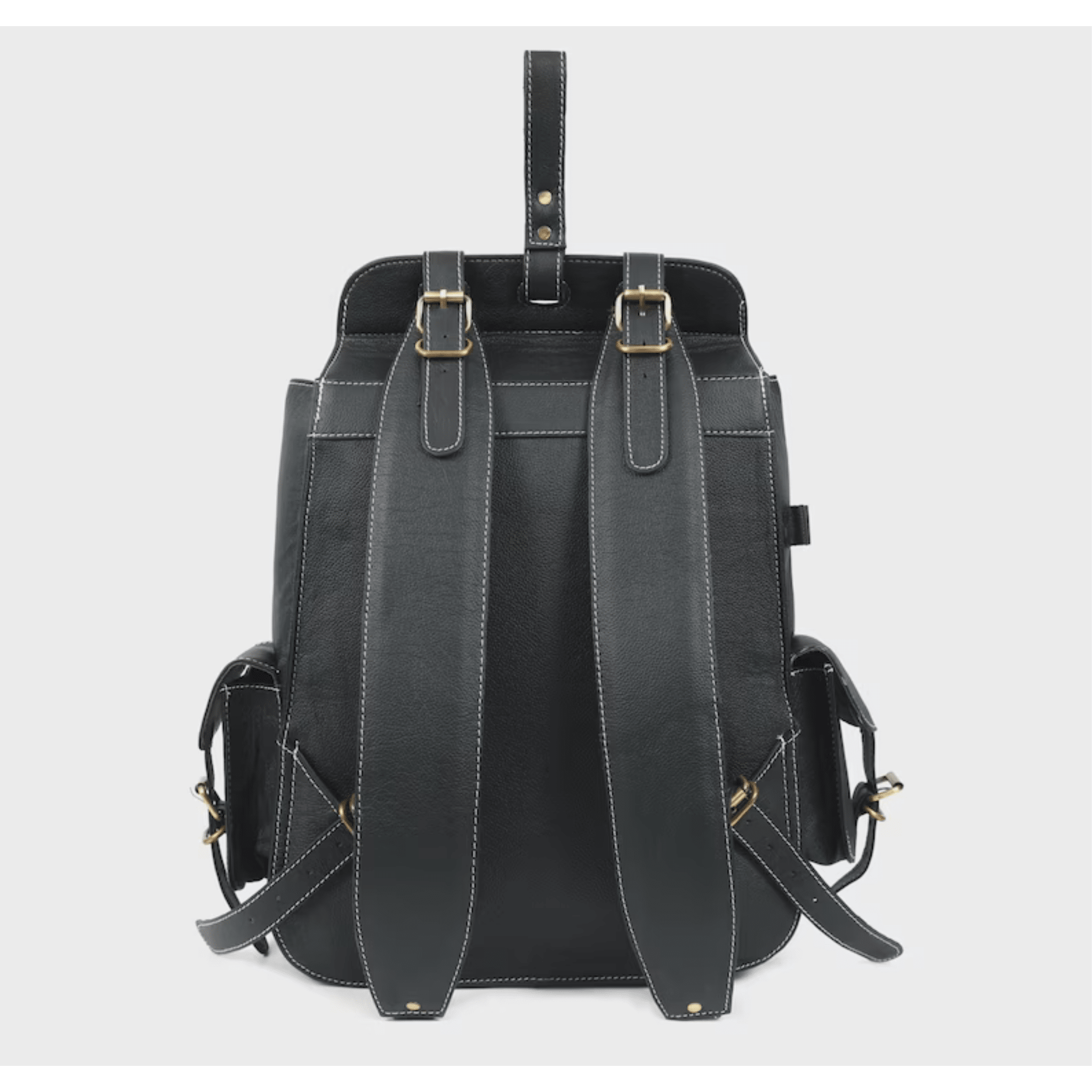 Full Grain Cowskin Leather Backpack back view