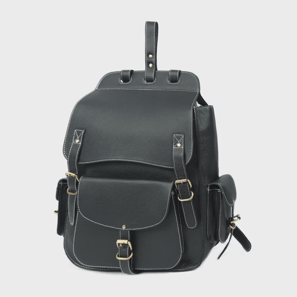 Full Grain Cowskin Leather Backpack  front view