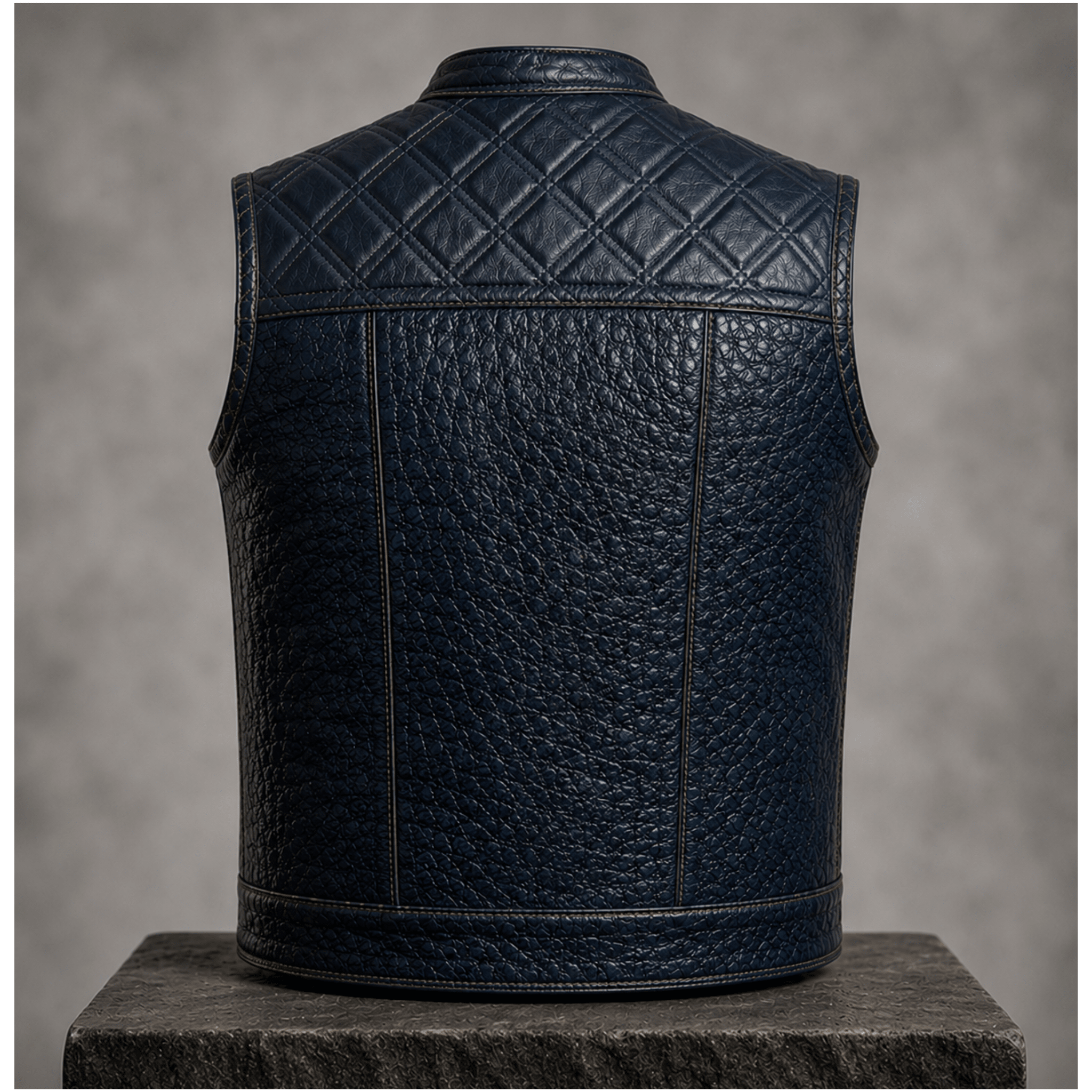 Handcrafted Crocodile Embossed Cowhide Leather Vest back view