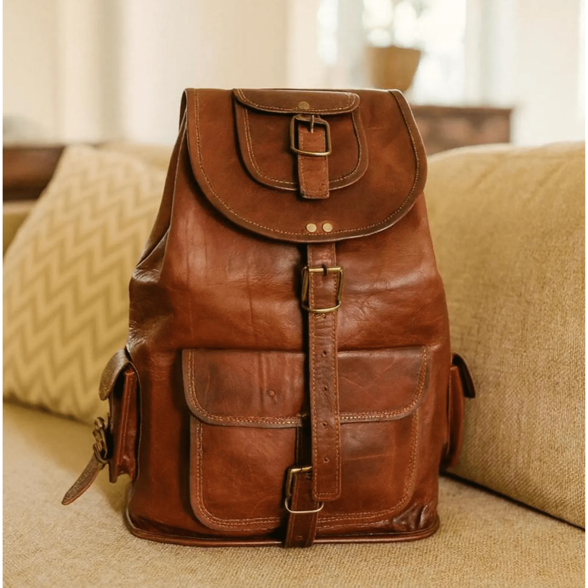 Handmade Full Grain Cow Leather Backpack – Vintage Travel Bag - The Leather Syndicate