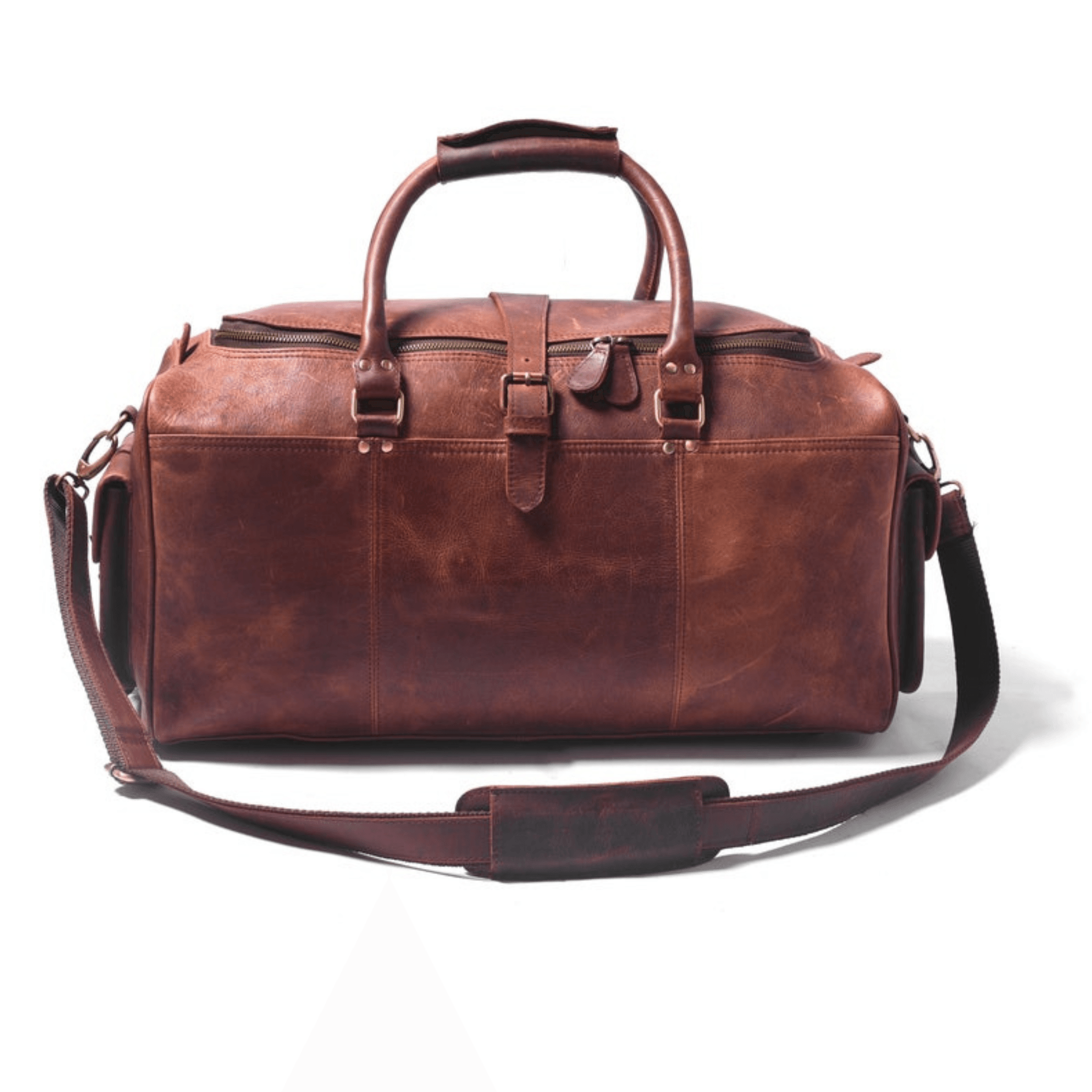 Handmade Full-Grain Leather Duffle Bag with adjustable shoulder strap