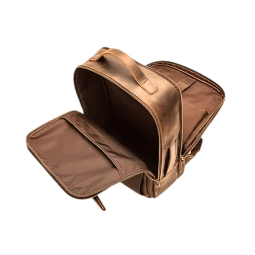 Handmade Genuine Leather Backpack open view