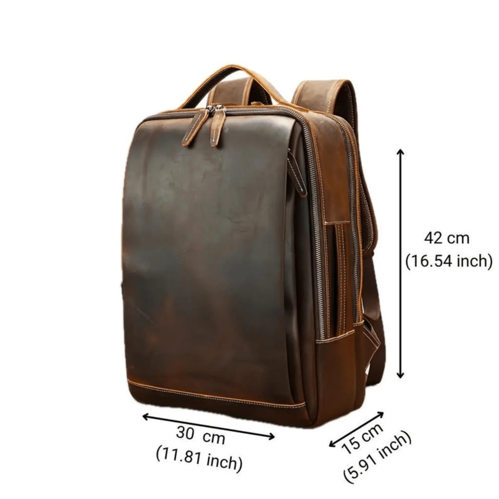 Handmade Genuine Leather Backpack  size measurement