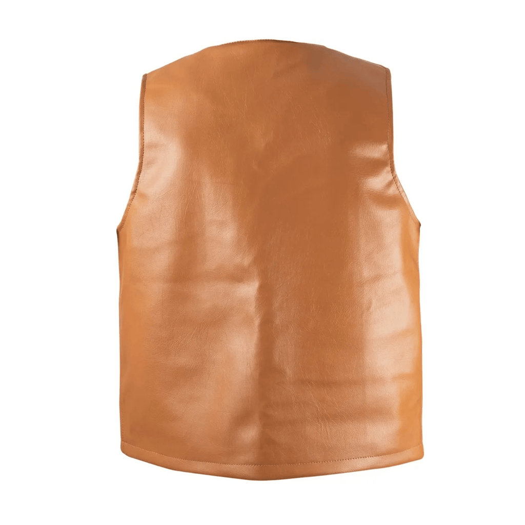 handmade leather hunting vest back view rugged outdoor design