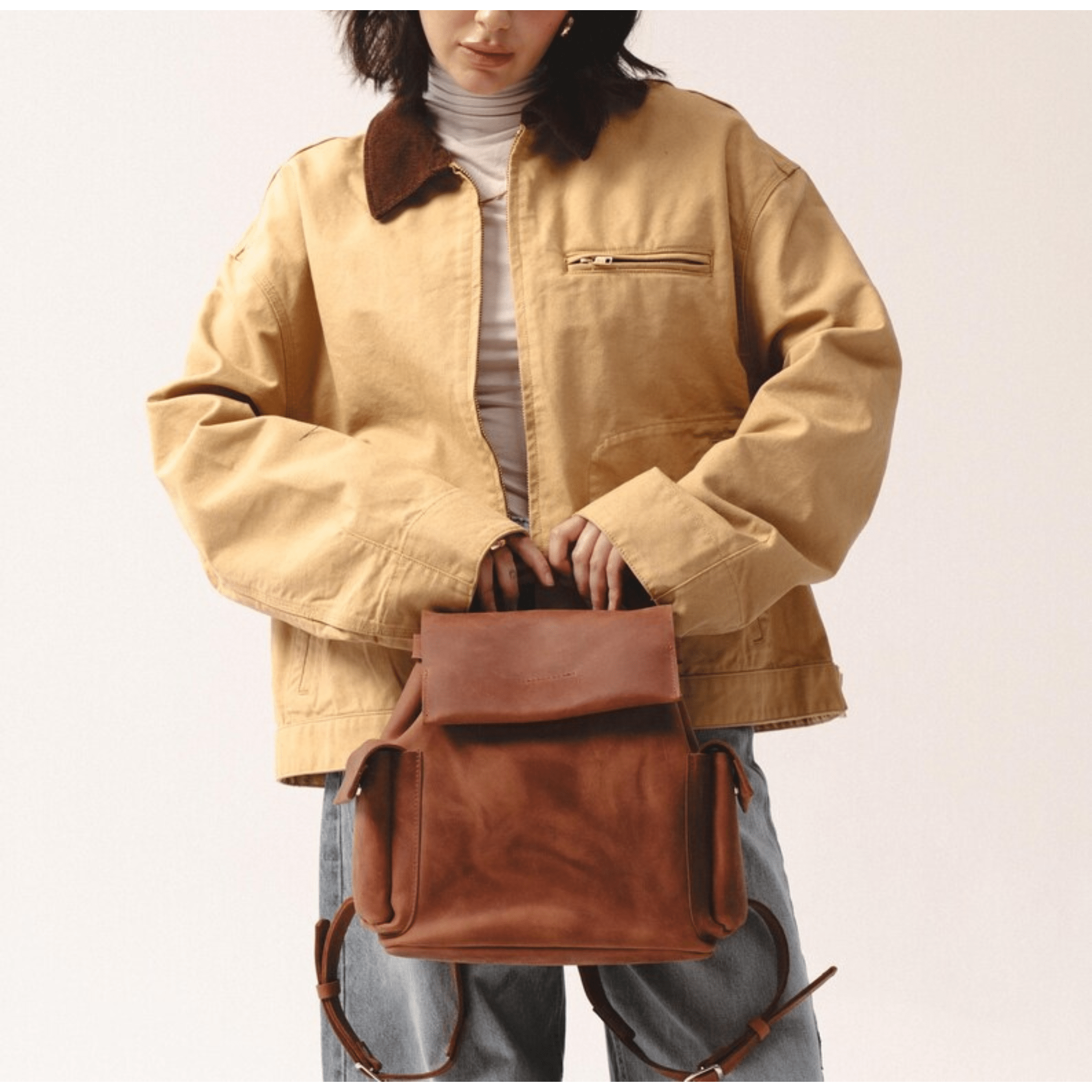 Handmade Top Grain Sheepskin Leather Backpack
