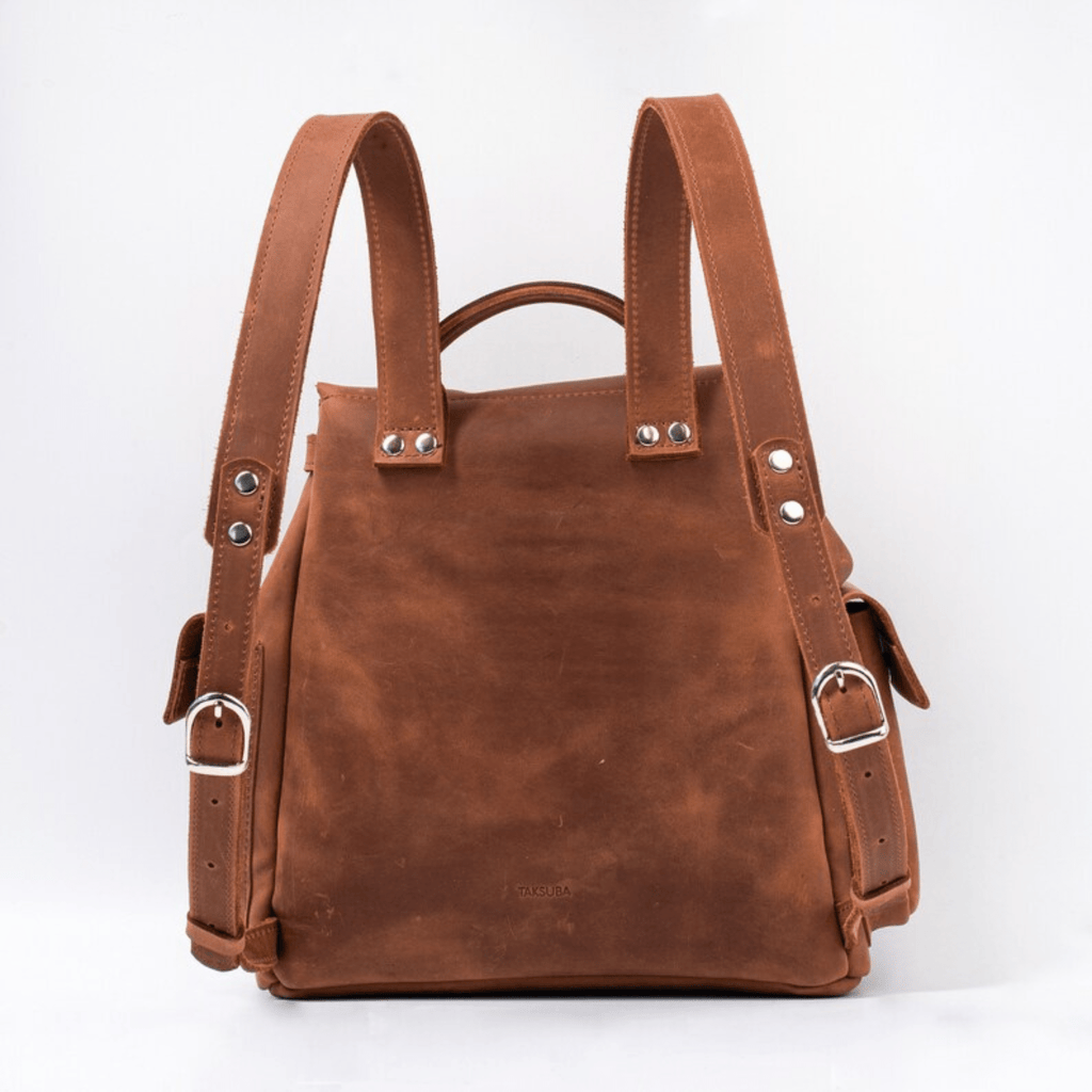 Handmade Top Grain Sheepskin Leather Backpack back view